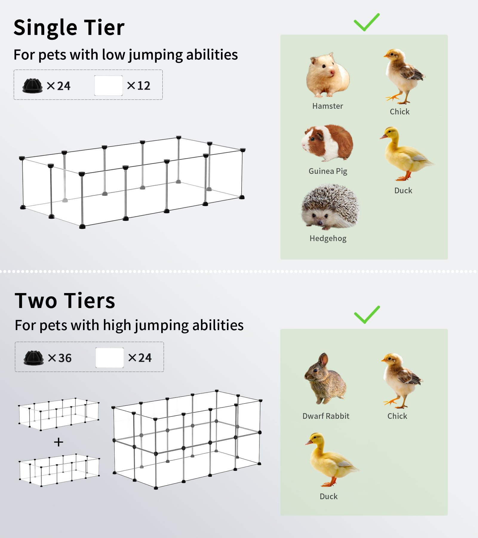 Funhola Small Animal Playpen, Guinea Pig Cages, 24 Panels Pet Playpen For Hamsters, Hedgehog, Bunny, Ferret, Indoor Outdoor Plas