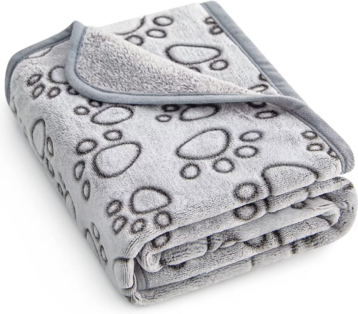 Stuffed Premium Soft Dog Blanket, with Flannel Grey Cute Paw Print, 24 * 32 inches, Cat Blanket Puppy Pads Supplies Dog Products