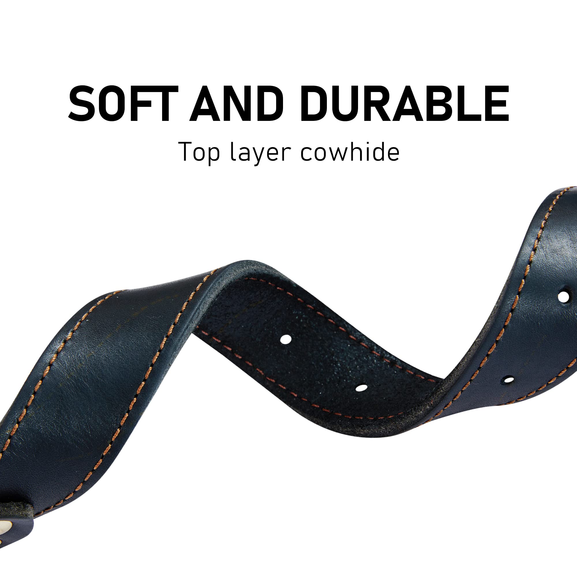 Daihaqiko Genuine Leather Dog Collar, Heavy Duty Dog Collar, Wide Dog Collar For Small Dog, Medium Dog, Large Dog And Extra Large Dog (M: 1' Wide For 15.2'-19.2' Neck, Single Stitch - Black)