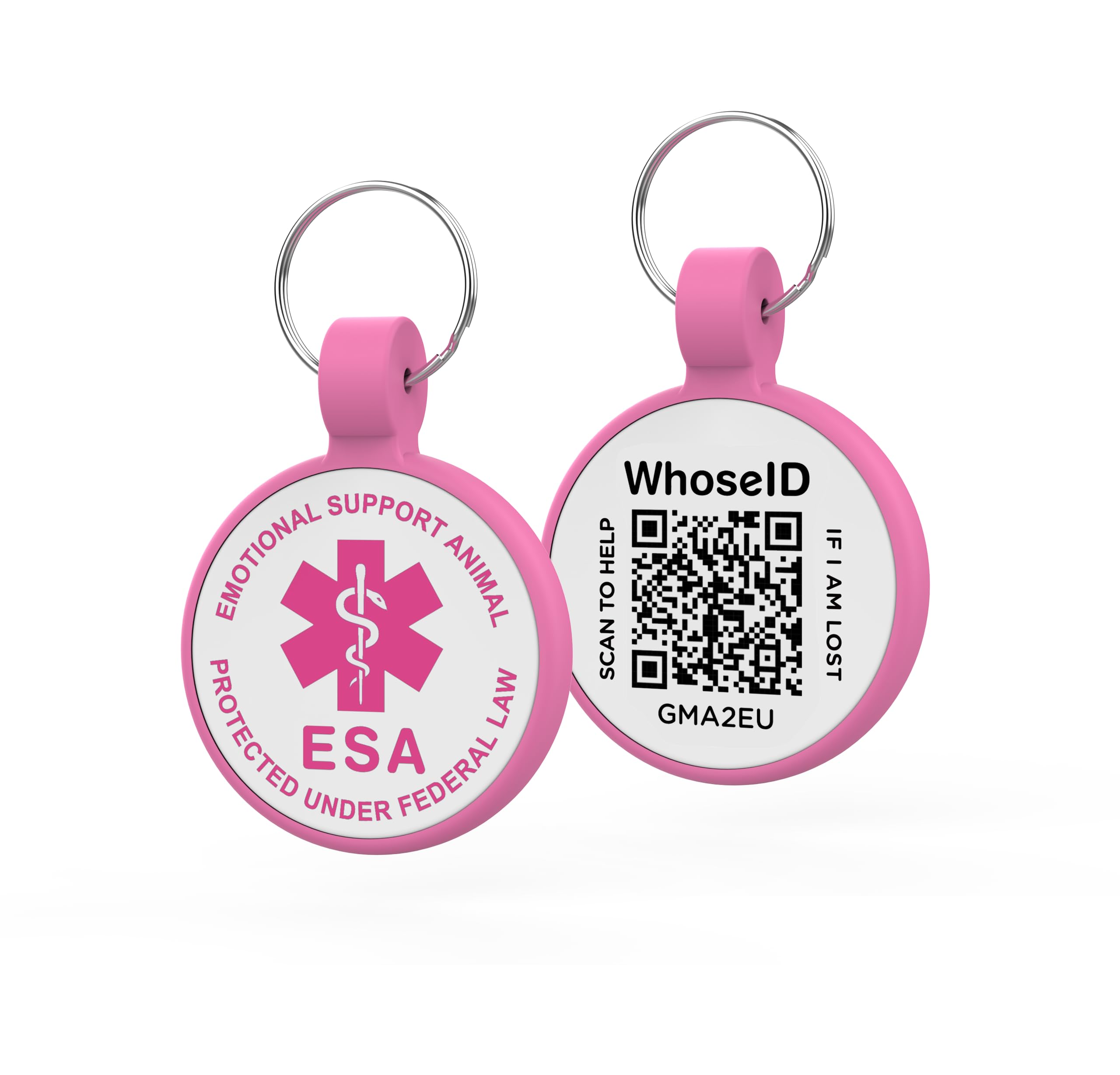 Whoseid Qr Code Dog Tag, Esa Tag, Emotion Support Service Animal Tag, Quiet Dog Tag, Silent Silicone Tag, Modified Pet Online Profile, Lightweight Durable Tag, Personalized Custom Dog Tag (Esa, Rose)