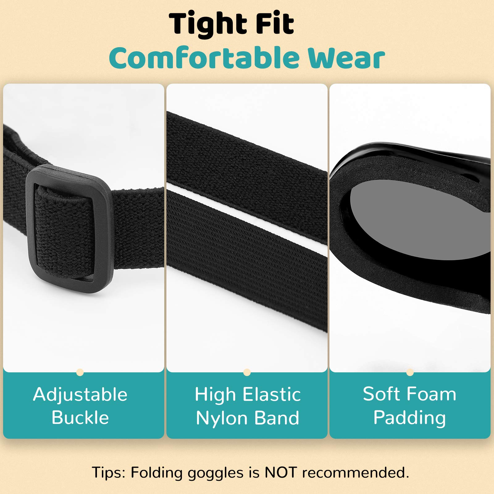 Pawaboo Dog Sunglasses, Small Dog Goggles With Adjustable Band, Waterproof Windproof Snowproof Cool Glasses For Puppy And Cat, Black