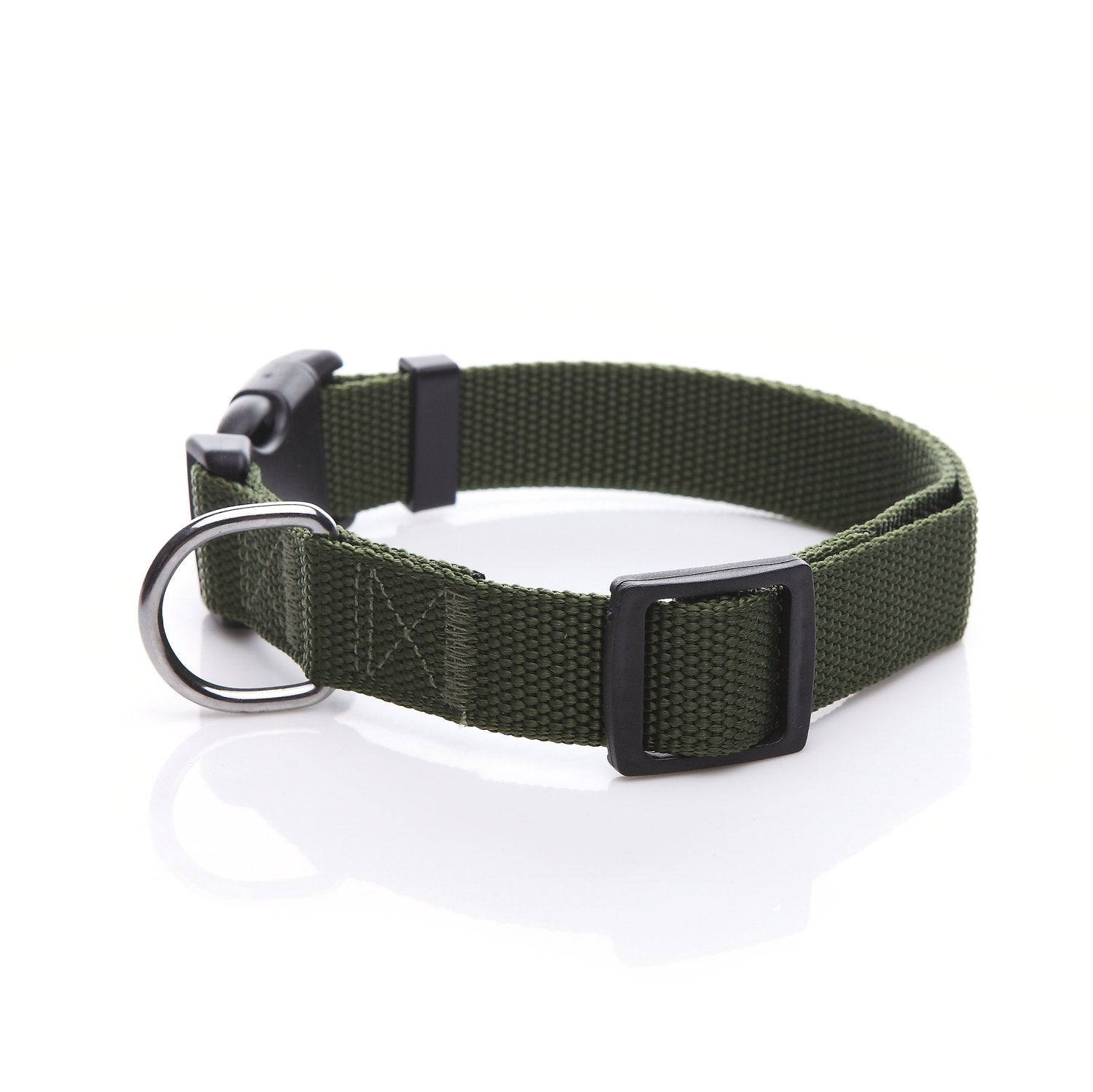 Adjustable Nylon Dog Collar, Pet Collar 1 Inch 3/4 Inch 5/8 Inch Wide, For Large Medium Small Dogs(3/4 Inch, Green)