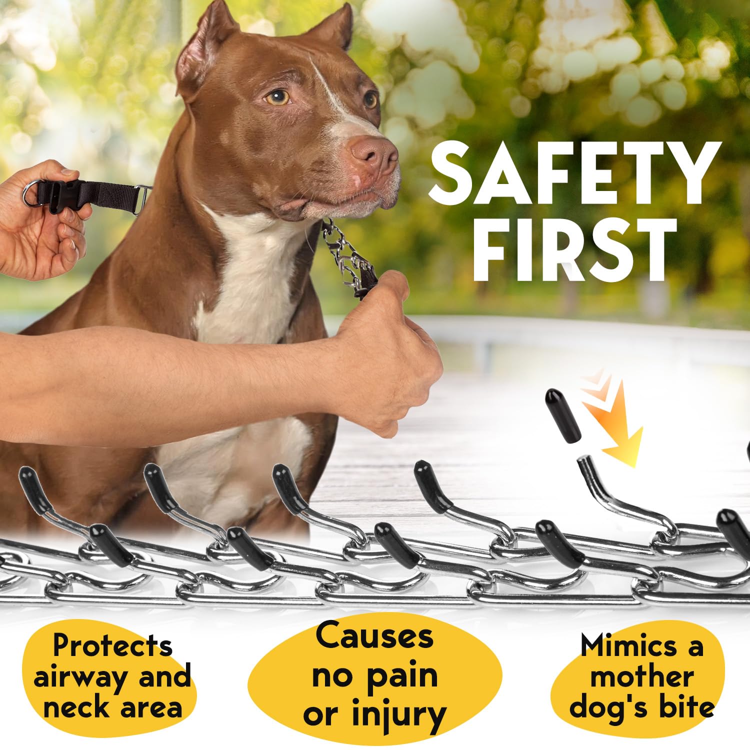 Petjett Prong Collar For Dogs - No Pull Choke Collar For Dogs, Pinch Collar For Dogs, Dog Training Collar & Dog Walking Tool For Small, Medium, Or Large Breed - Stainless Steel Metal Dog Choker Chain