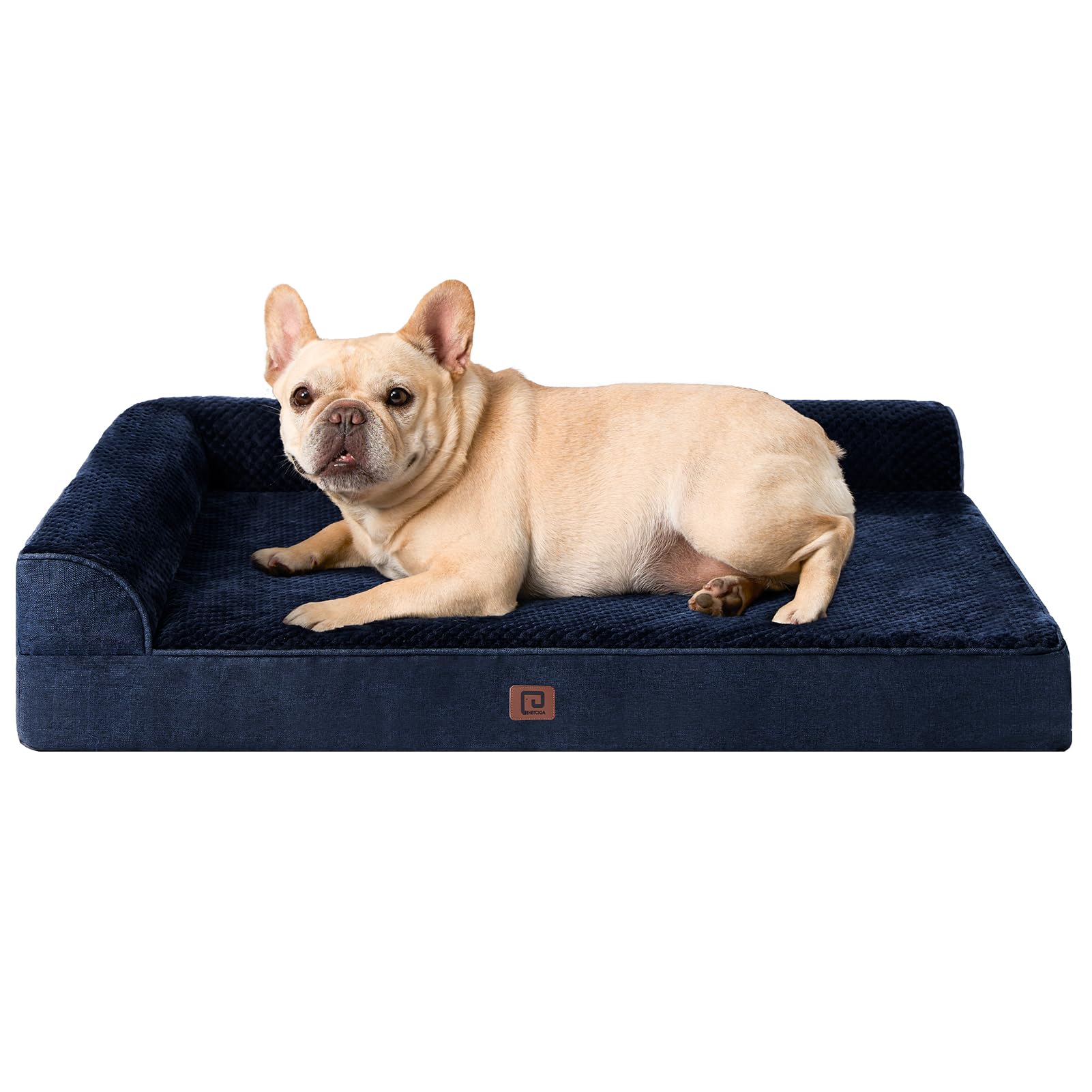 Eheyciga Memory Foam Dog Beds For Medium Dogs, Orthopedic Medium Dog Beds, Waterproof Egg Crate Dog Couch Bed With Washable Removable Cover And Non-Slip Bottom, L Shaped Dog Bed, Navy