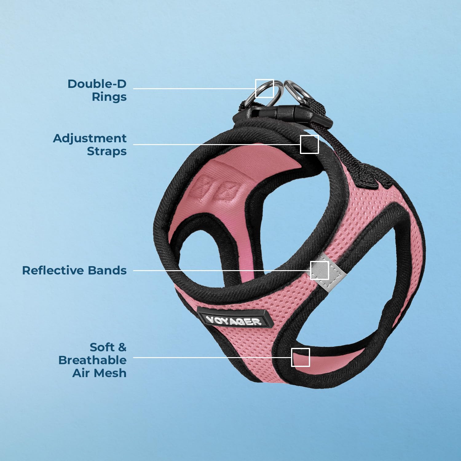 Voyager Step-In Air Dog Harness - All Weather Mesh Step In Vest Harness For Small And Medium Dogs And Cats By Best Pet Supplies - Harness (Pink/Black Trim), M (Chest: 16-18')