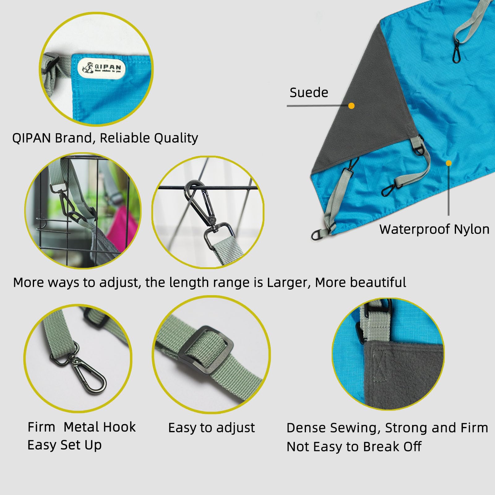 Qipan Cat Hammock - Washable Soft Outdoor Mat, Waterproof Cooling Pad For Cats & Small Animals (Large, Blue)