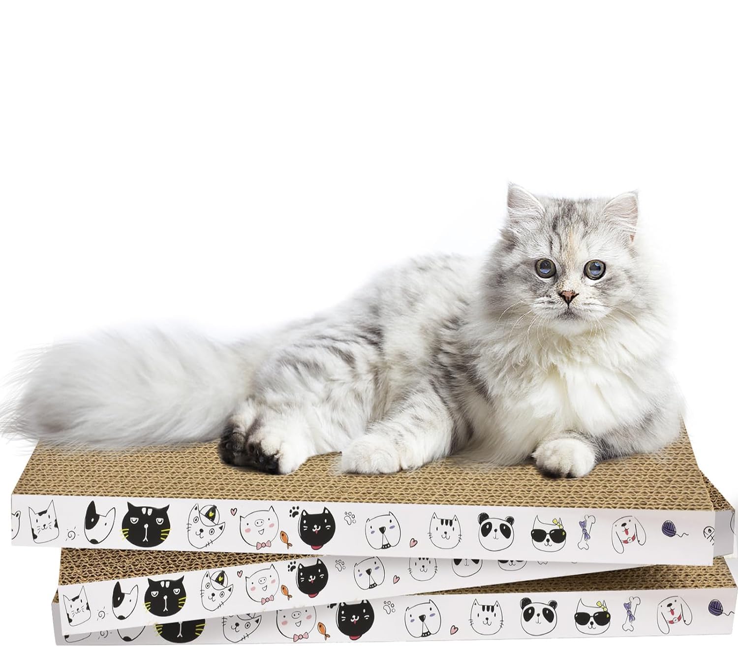 3 Pack Cardboard Cat Scratcher Refill Cat Scratch Pad Durable Cat Scratchers For Indoor Cats Kitten 16.5 X 8 X1 Inch Reversible 