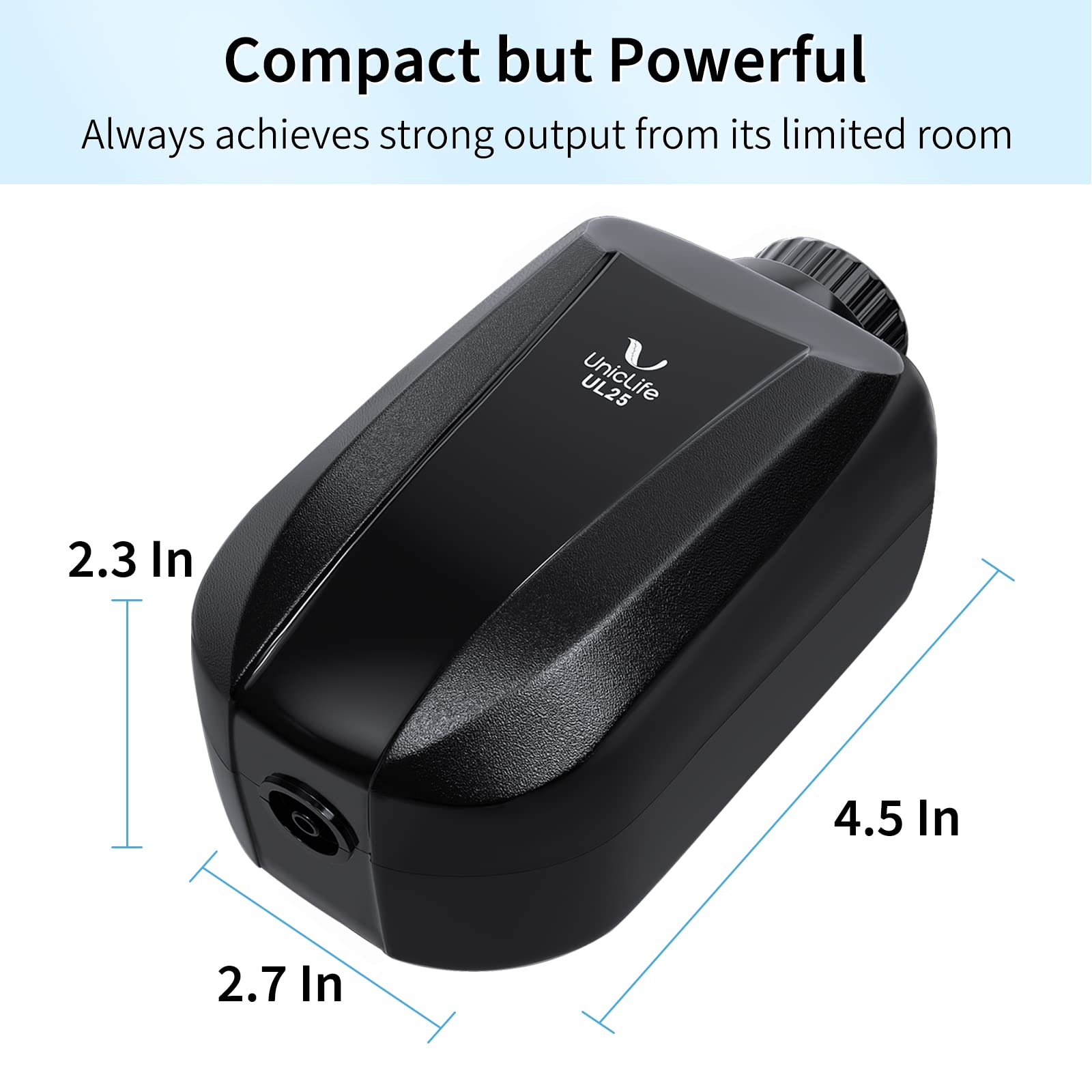 Uniclife Aquarium Air Pump Adjustable Quiet Oxygen Aerator Pump With Air Stone Airline Tubing Check Valve And Connector Accessories For Small Fish Tanks Ponds