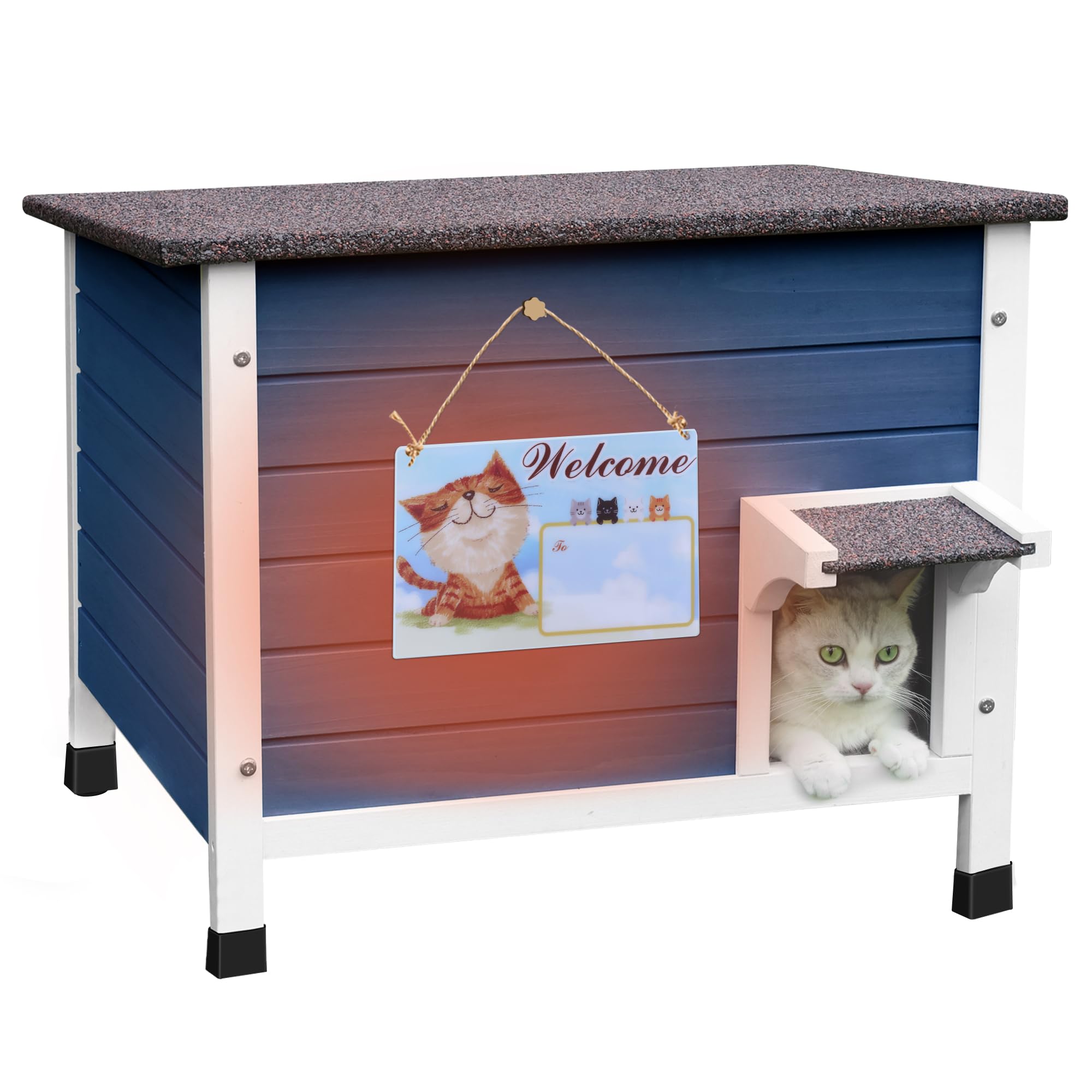 Deblue Weatherproof Outdoor Cat House, Warm Feral Cat House With All-Round Foam Layers, Insulated Cat House For Outdoor Cats In 