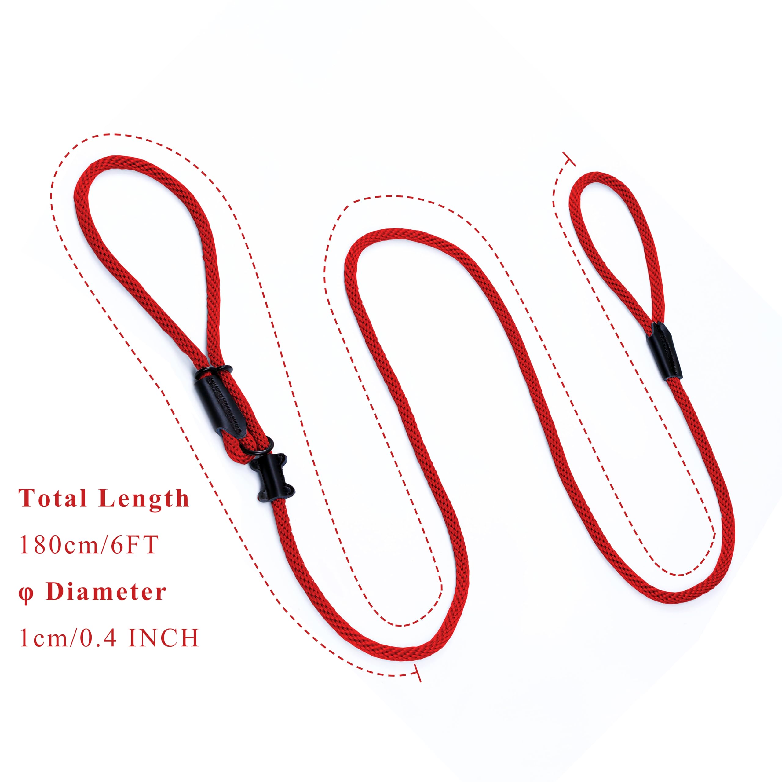 Multifunctional Figure 8 Padded Head Halter Walking Training Leather Stopper Slip Lead Dog Rope Leash Muzzle (Red)