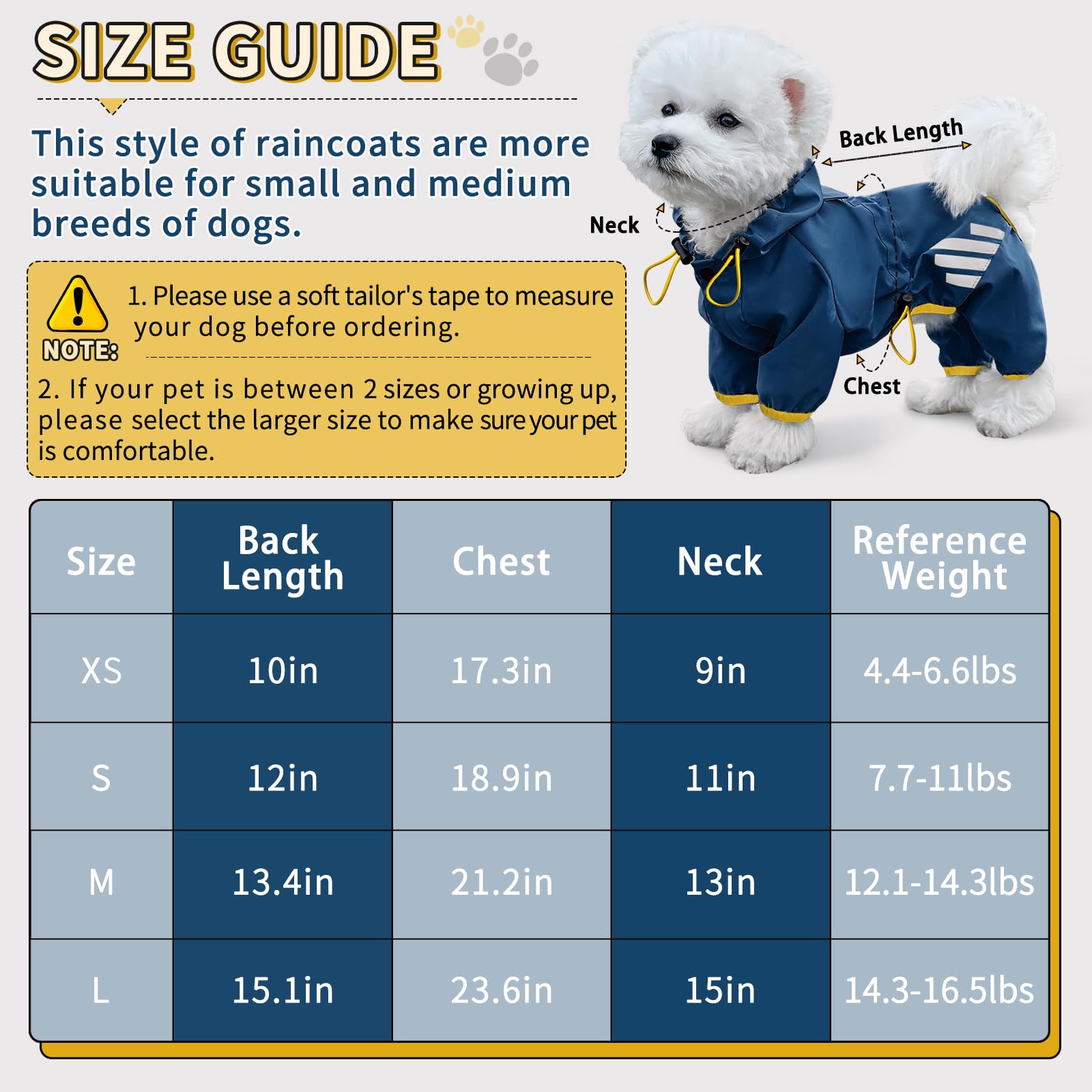 Dog Raincoat, Waterproof Dog Rain Jacket With Hood, Rain Coat With Leash Hole, Reflective Strap For Small Medium Dogs, Lightweight Puppy Clothes(Blue,L)