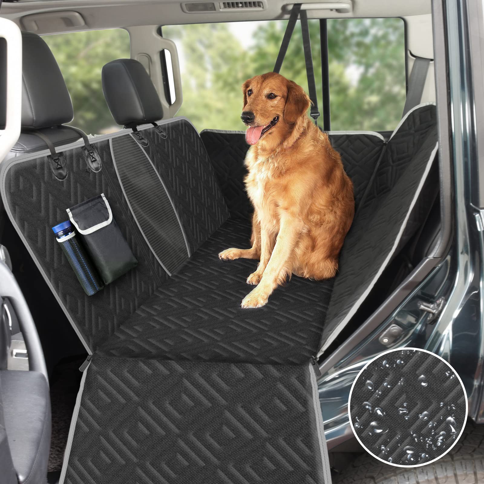 F-Color Dog Car Seat Cover - Waterproof Nonslip Dog Hammock for Car Comfort Enhancing Pet Seat Cover with Side Flap for Cars, Tr