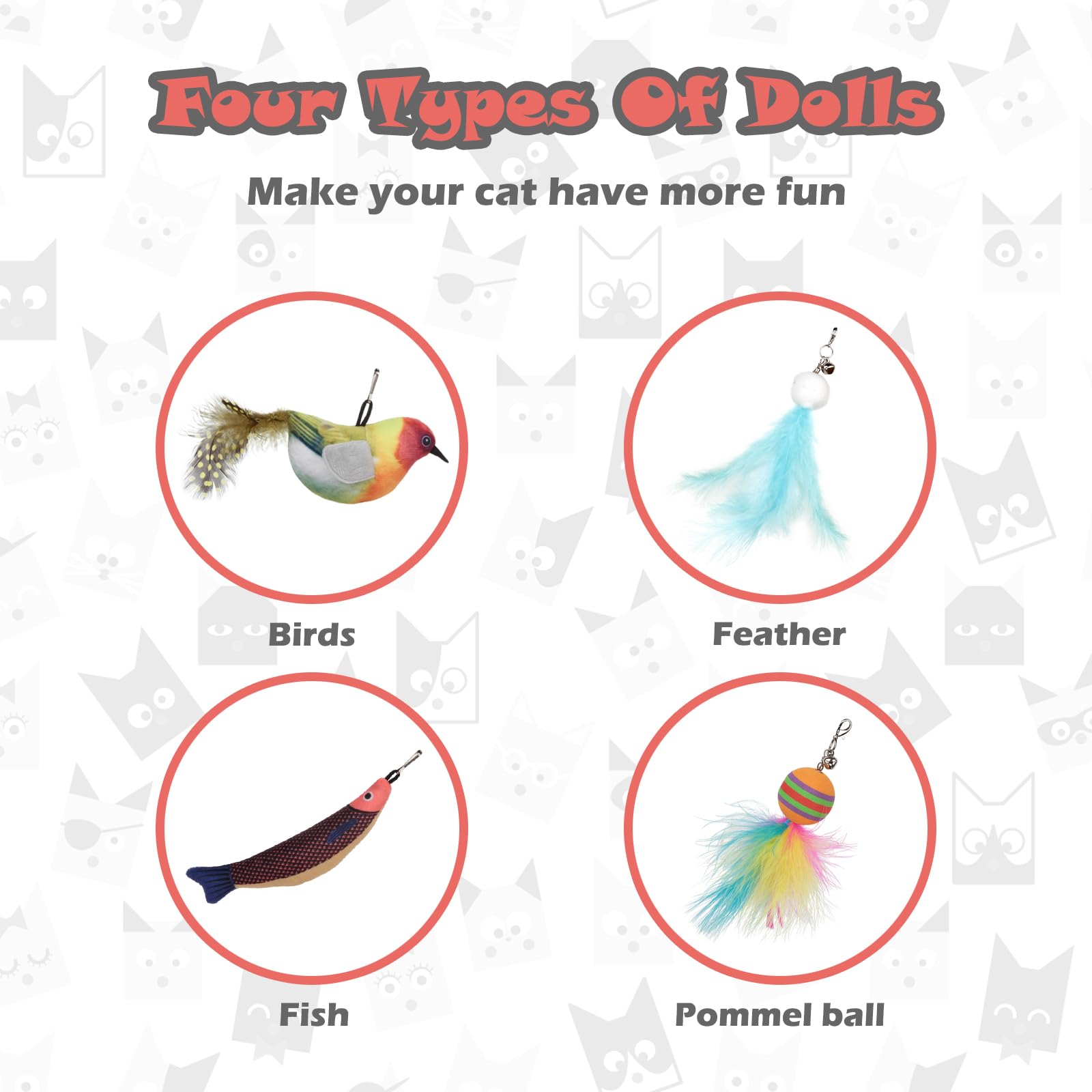 Greoil Cat Toys For Indoor Cats,Interactive Cat Toys For Bored Indoor Adult Cats 7 Pack Cat Teaser Cat Toys, 2 Pack Flexible Ste