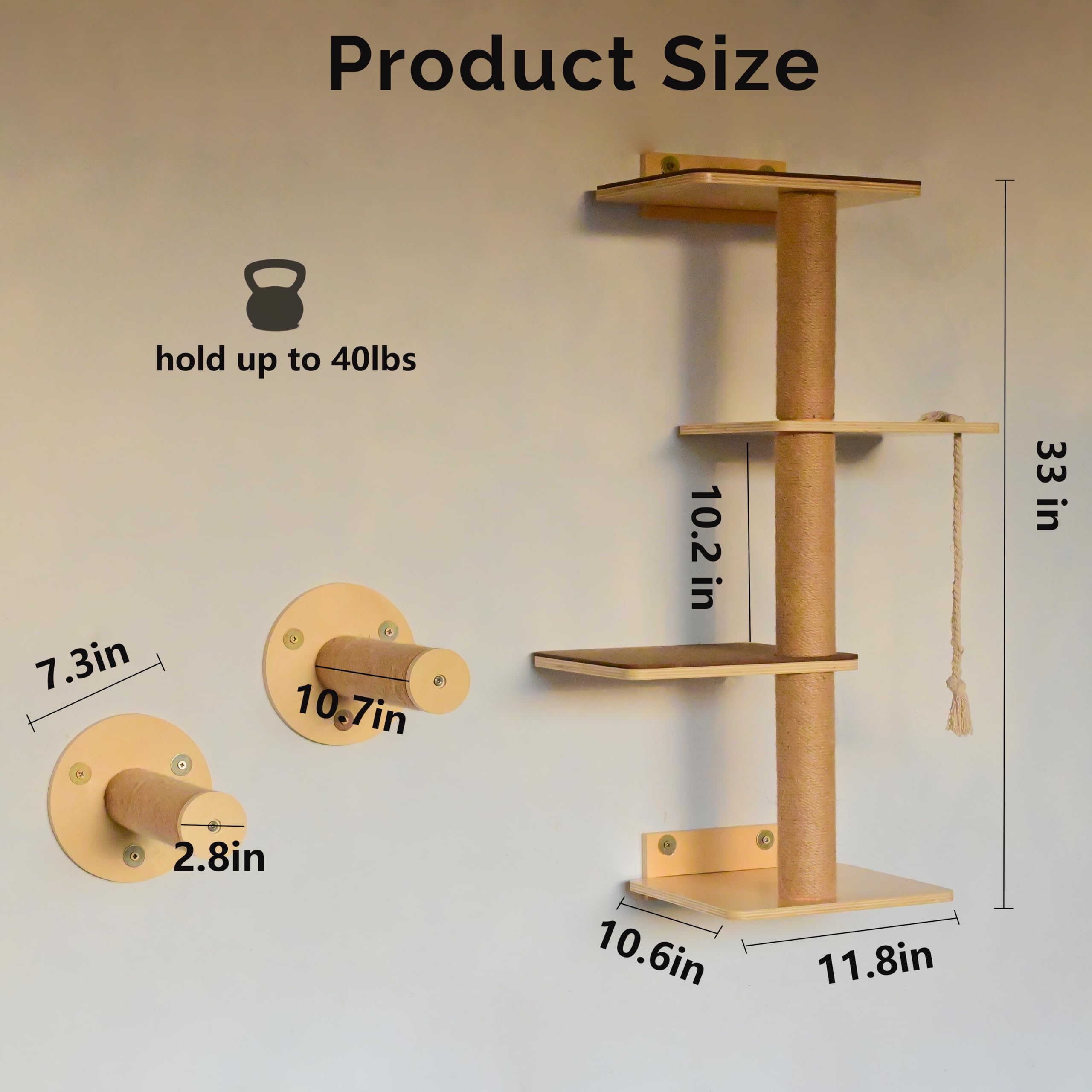Cat Window Perch And Cat Wall Shelves 2 In 1 Cat Scratching Activity Tree Wall Mounted, Cat Scratch Post For Cats, Kittens With