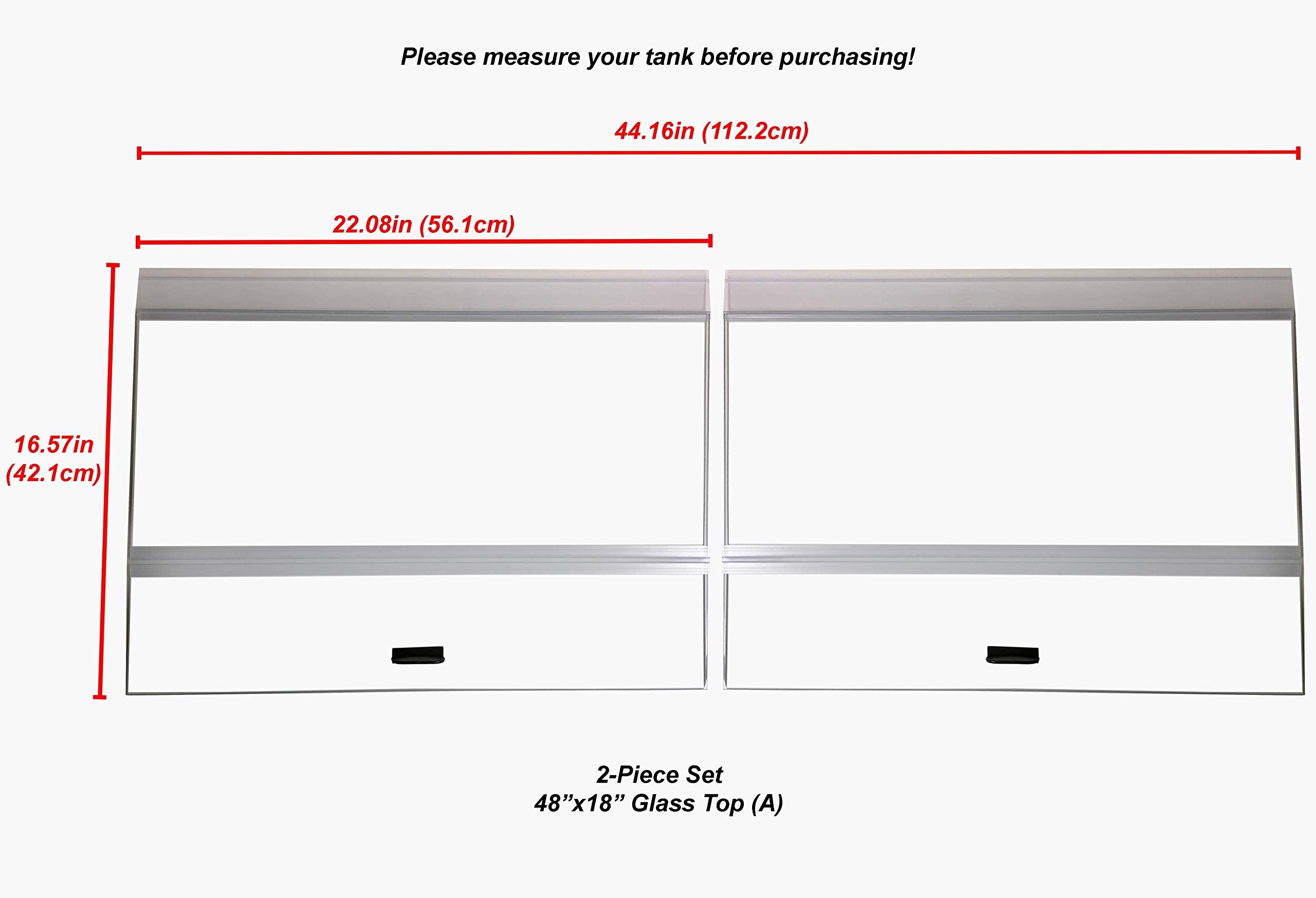 H2Pro Glass Canopy 2 Piece Set for Aqueon All Glass 75/90/110 Gallon 48x18 Aquarium Fish Tank (Each Piece Measure 22.08 x 16.57