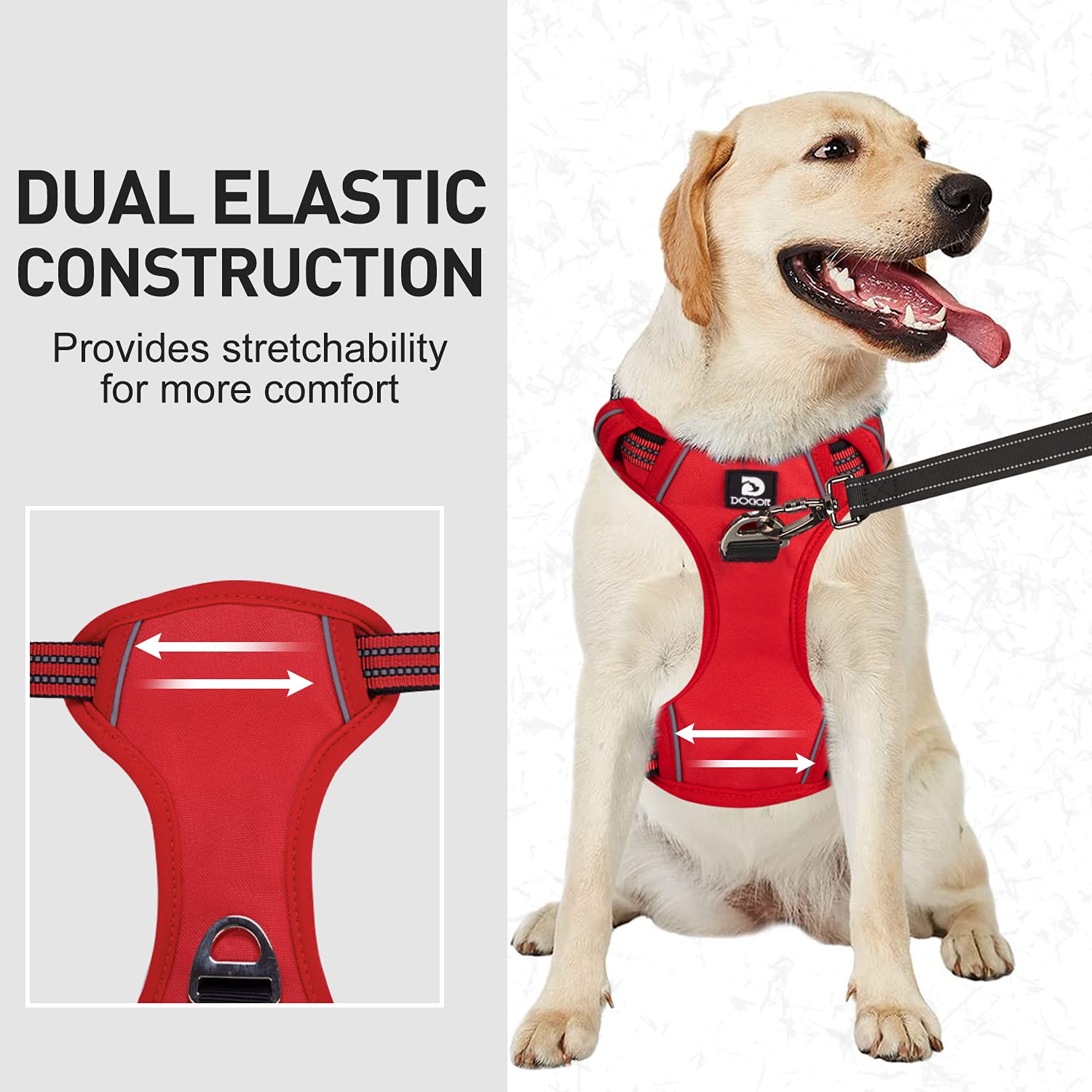 Dog Harness For Large Dogs No Pull With Handle 2 Metal Leash Clips, Adjustable Reflective Puppy Harness, Breathable Camo Oxford
