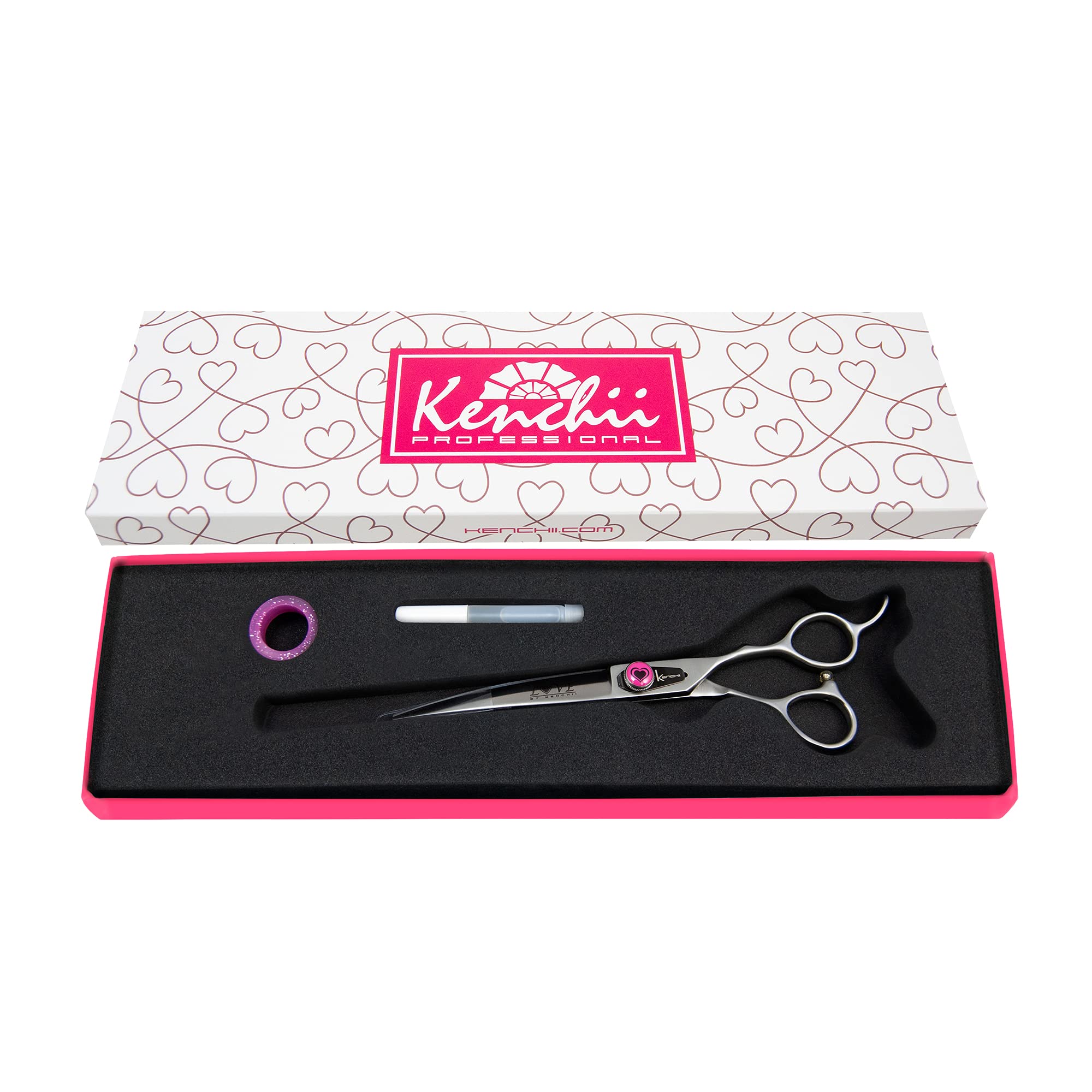 Kenchii Dog Grooming Scissors | 7 Inch Shears | Curved Scissors For Dog Grooming | Love Collection Dog Shears | Pet Grooming Accessories | Pet Hair Trimming Scissor
