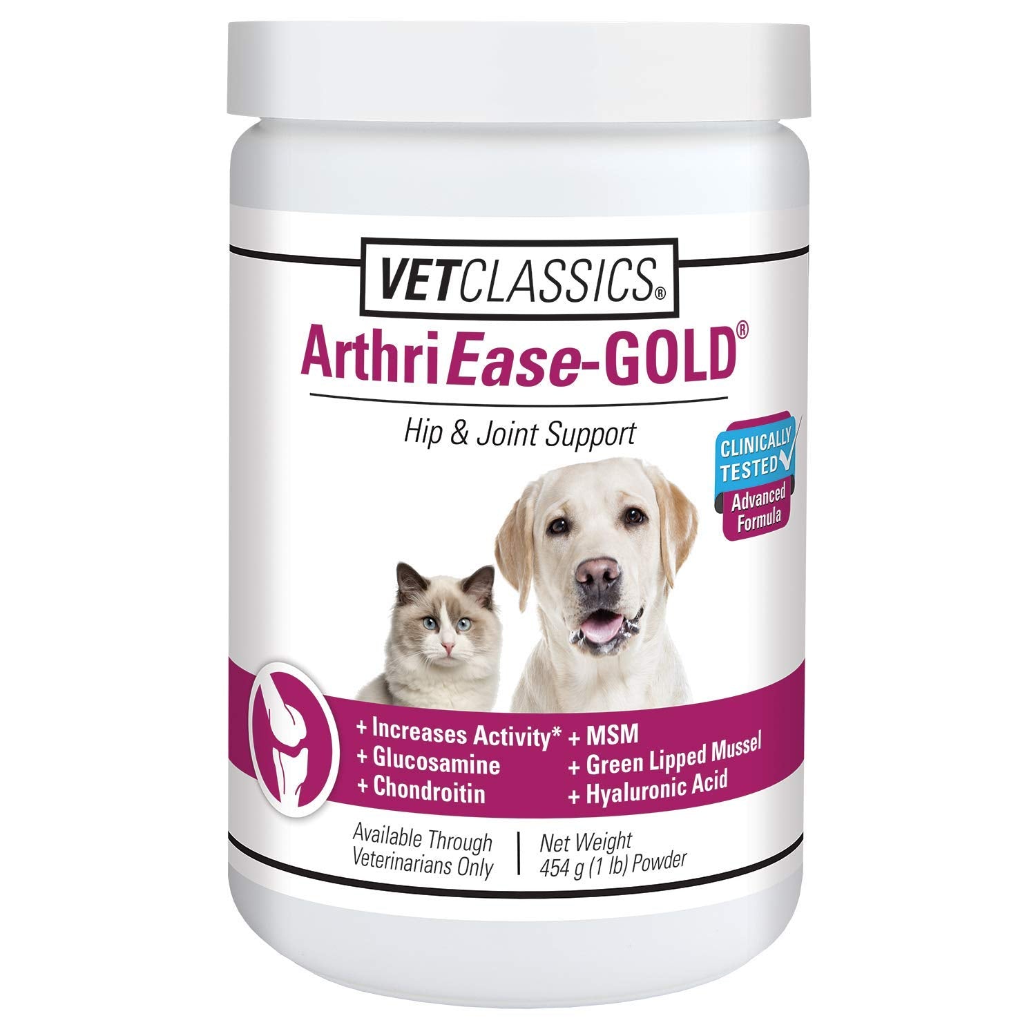 Vet Classics ArthriEase-Gold Hip & Joint Support for Dogs, Cats- Pet Health Supplement Powder - Alleviates Aches, Discomfort - F