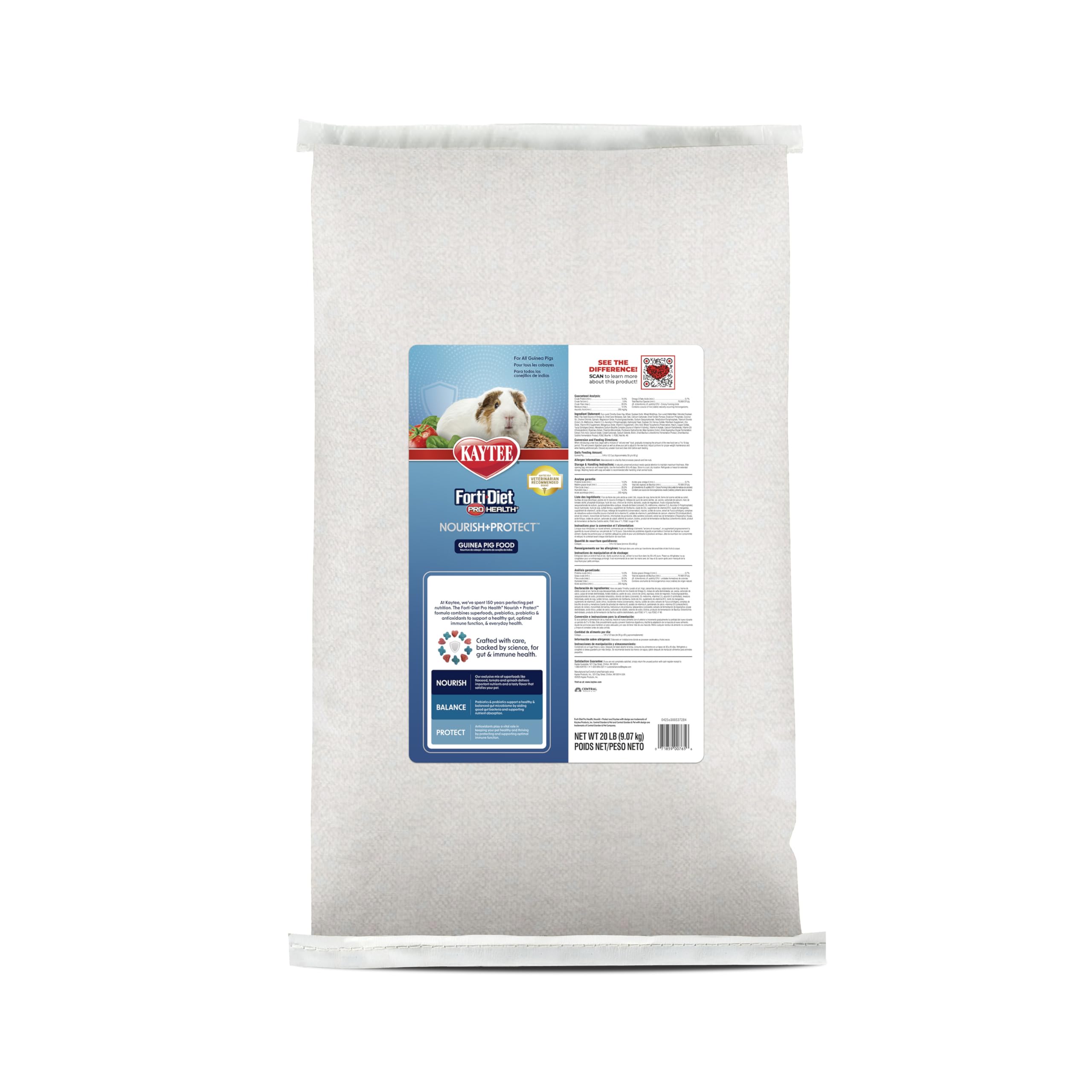 Kaytee Forti-Diet Pro Health Nourish+Protect Guinea Pig Food, Comprehensive Nutrition Backed by Science, Digestive Health, Immun