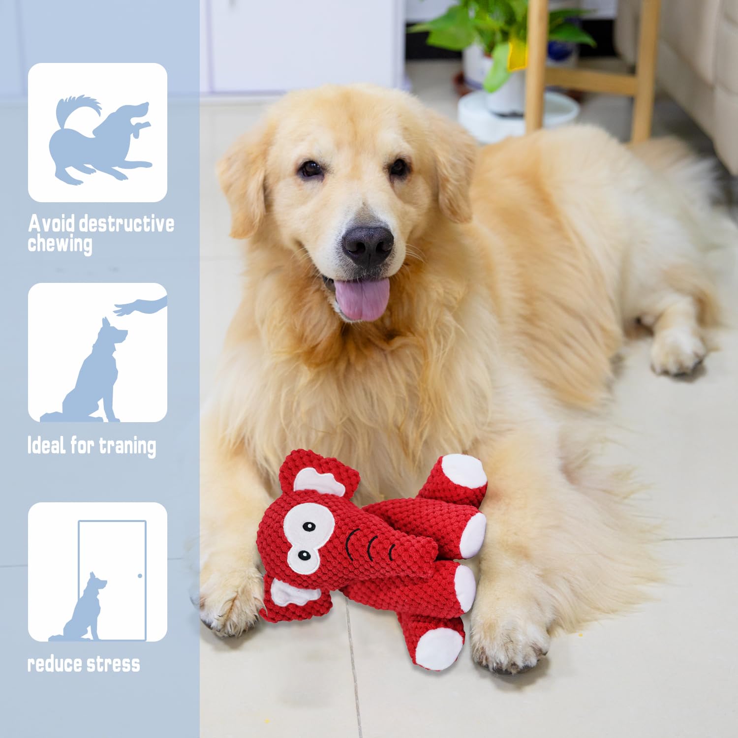 Bzonsmart Dog Toys, Squeaky And Crinkle Plush Dog Toy For Puppy,Small, Medium, And Large Breeds,Cute Soft Stuffedtoys For Teeth