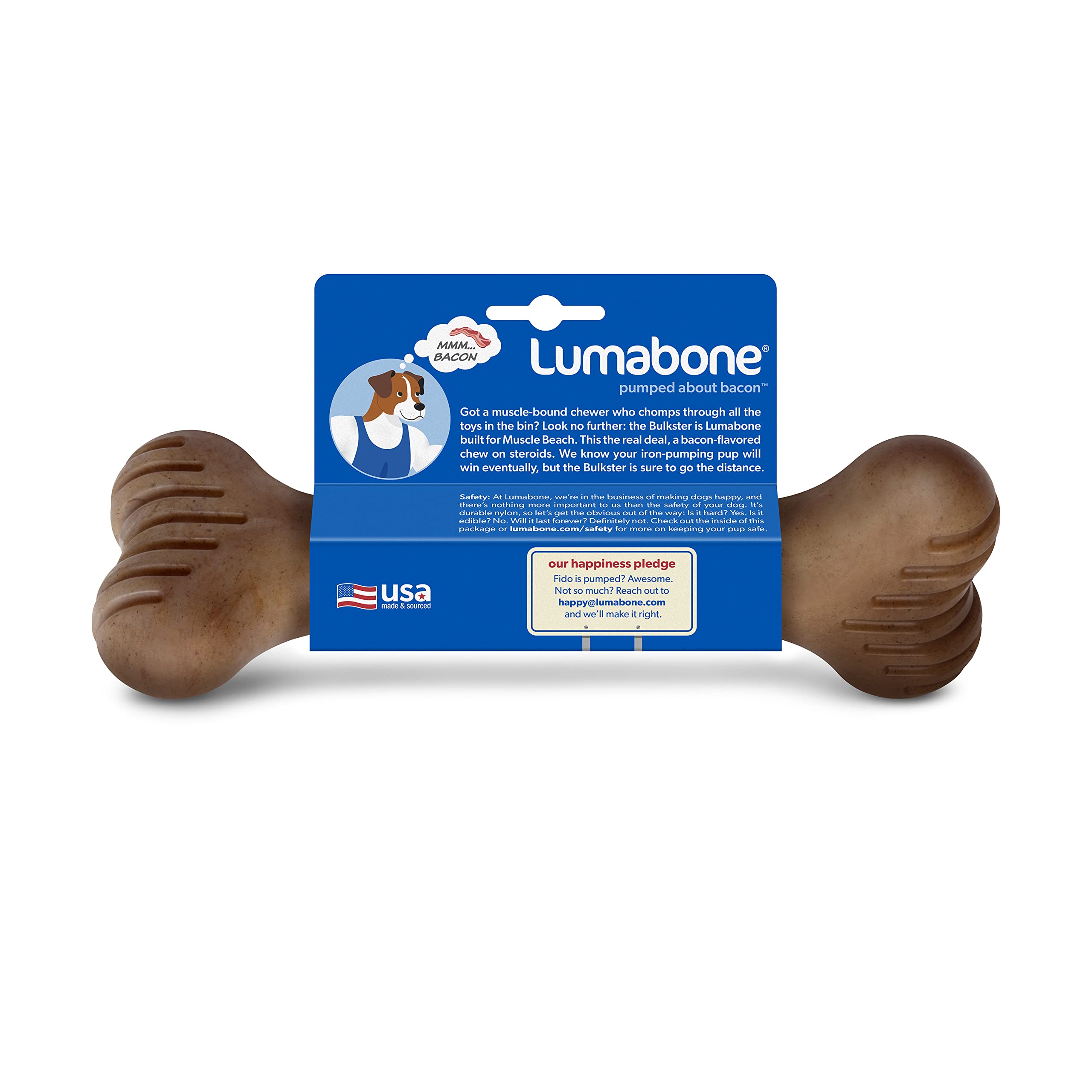 Lumabone Bulkster Durable Chew Toy For Aggressive Chewers, Real Bacon, Made In Usa, Giant