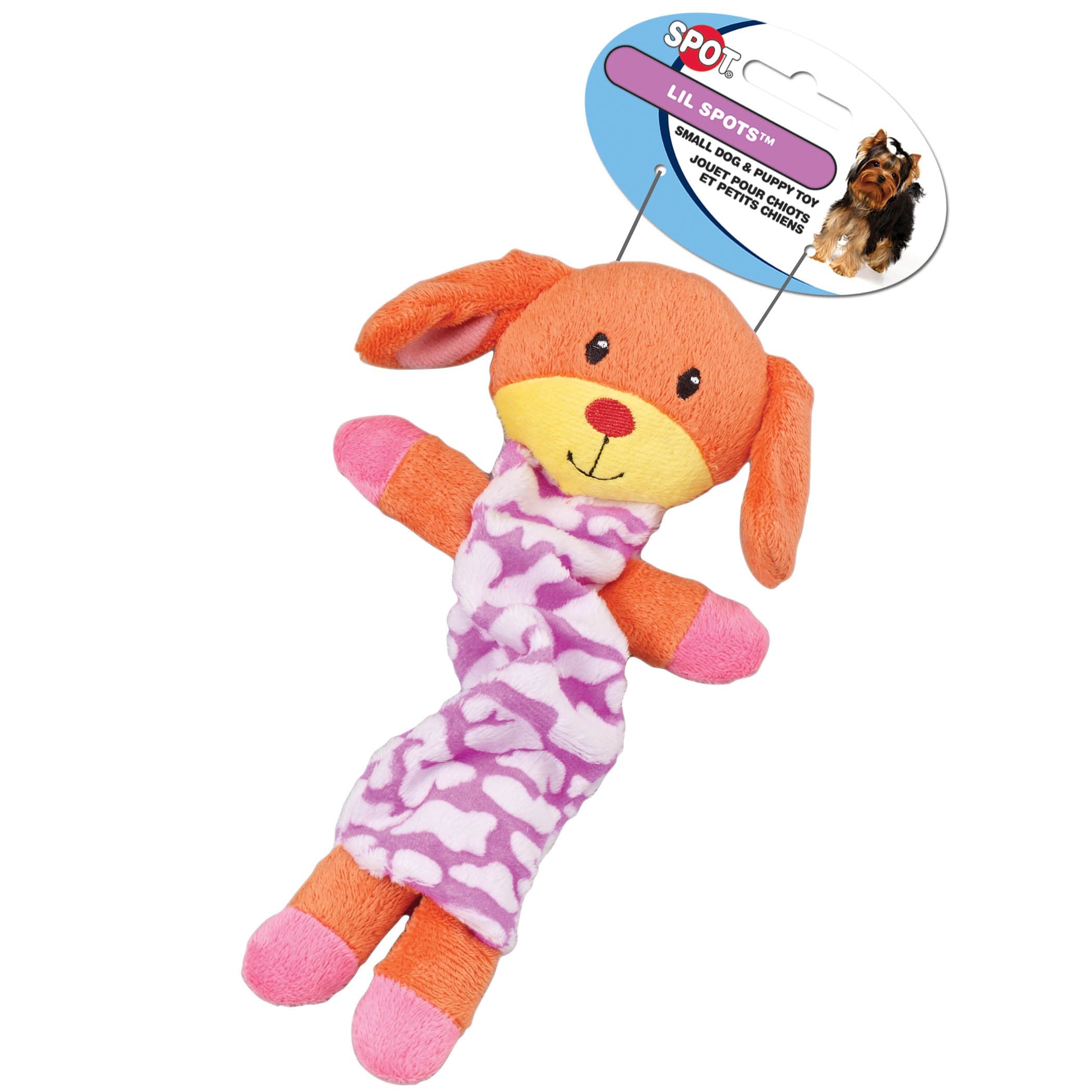 Ethical Pet Lil Spots Plush Bungee Toys for Small Dogs and Puppies, 9-Inch, Assorted