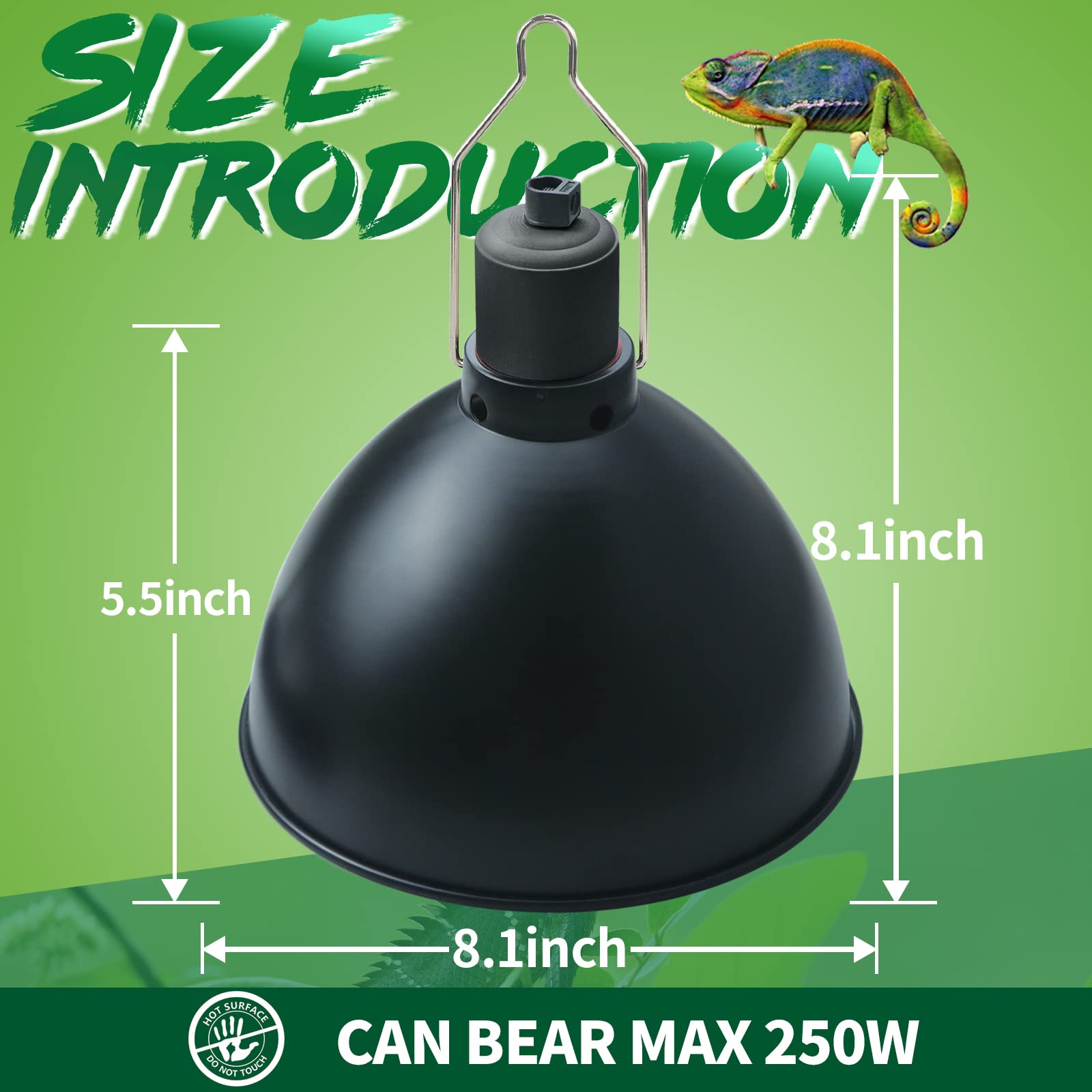 Lucky Herp Aluminum 8.1Inch Dome Reptile Light Fixture, Reptile Heat Lamp Fixture For Uvb Bulb Basking Heat Bulb