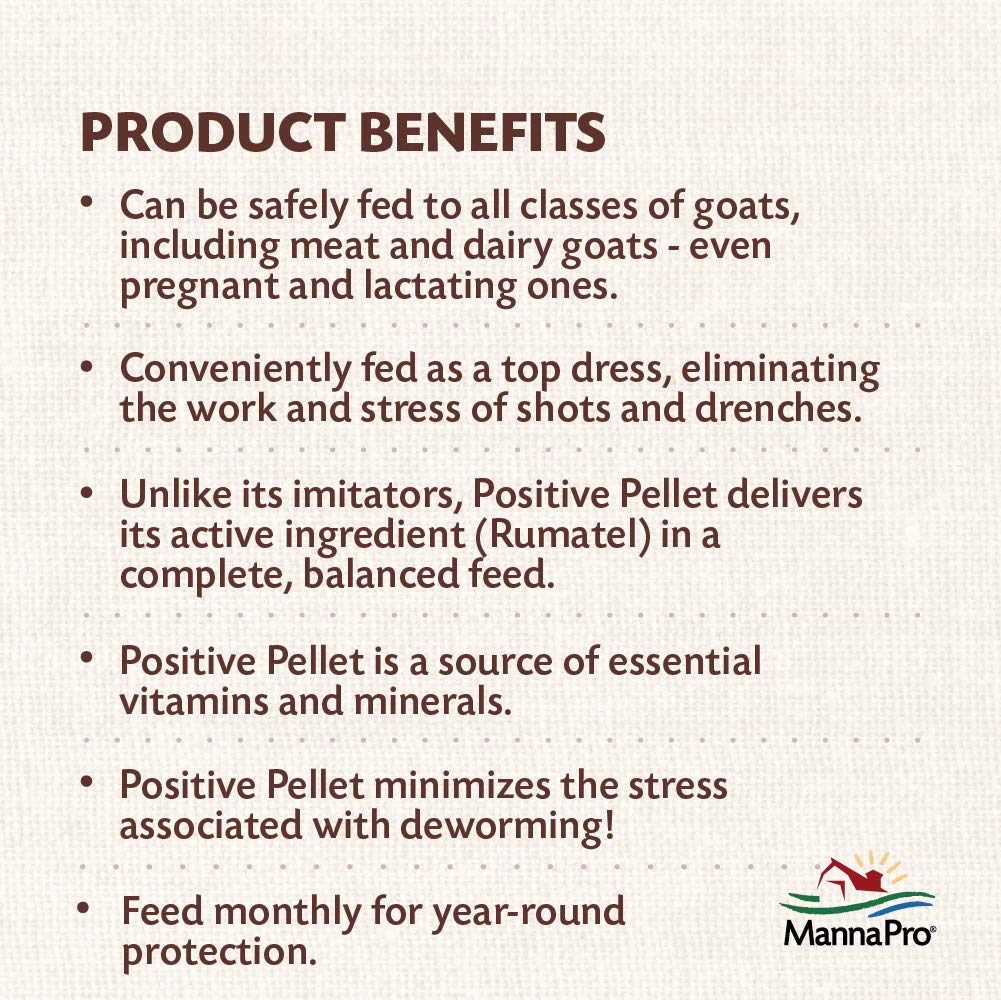 Manna Pro Positive Pellet Goat Dewormer Medicated, 25 lbs