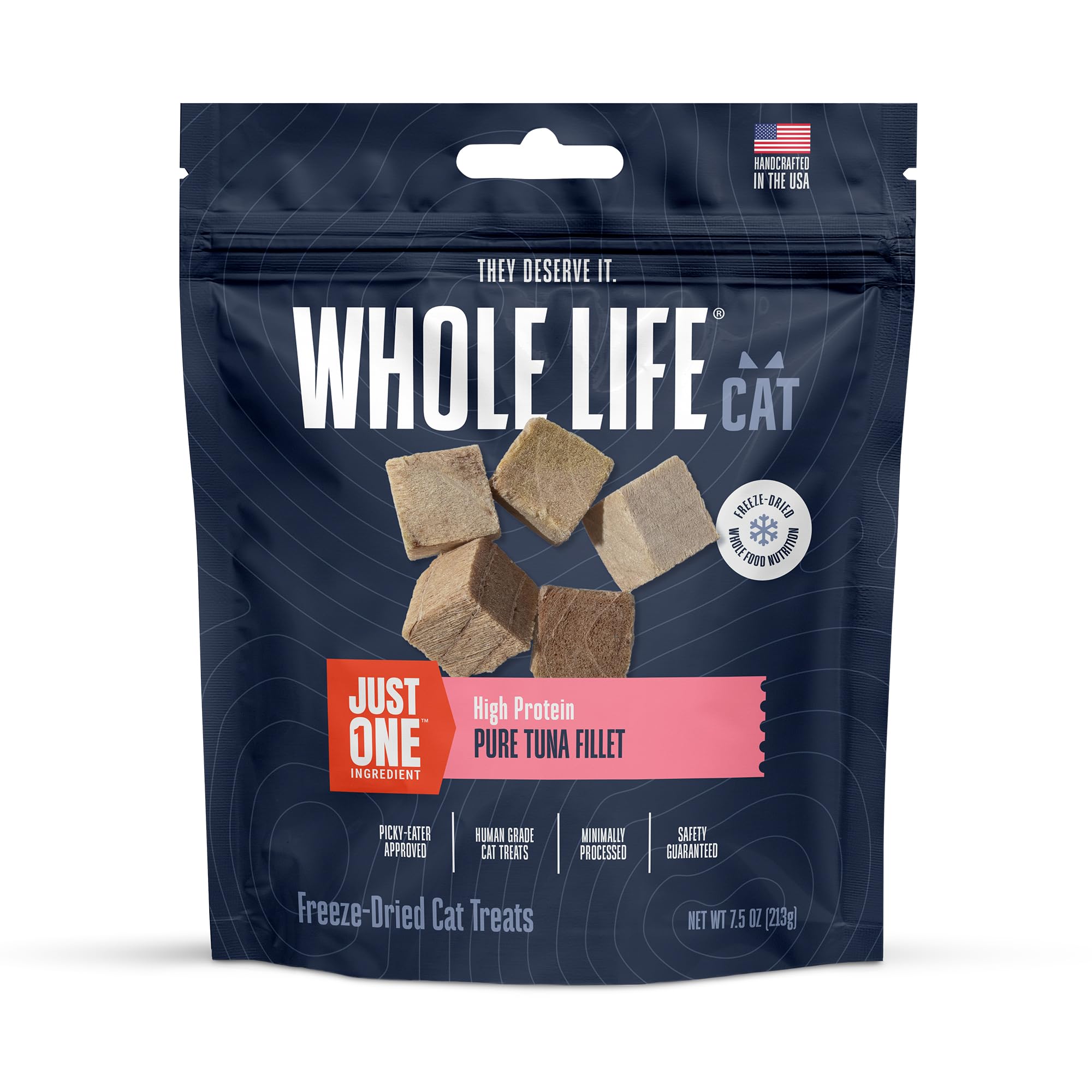 Whole Life Pet Just One Tuna Freeze Dried Cat Treats - Human Grade Cat Food Toppers, High Protein Cat Snacks, Cat Toppers for Fo