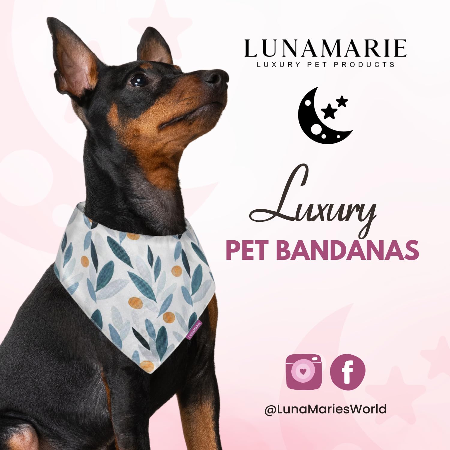 Lunamarie - Luxury Pet Birthday Bandanas -Premium & Silky Poly Fabric | 100% Handmade | Custom Shape Dual Layered (Green/Orange