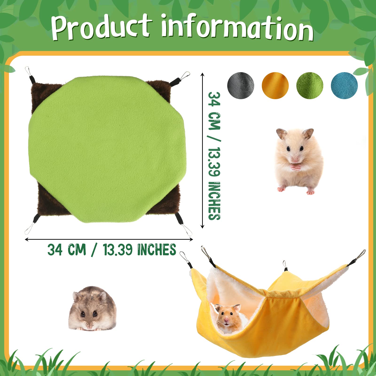 Nuogo 4 Pcs Rat Hammock For Cage Small Animal Hanging Ferret Hammocks For Rat Accessories Double Layer Ferret Bed For Guinea Pig