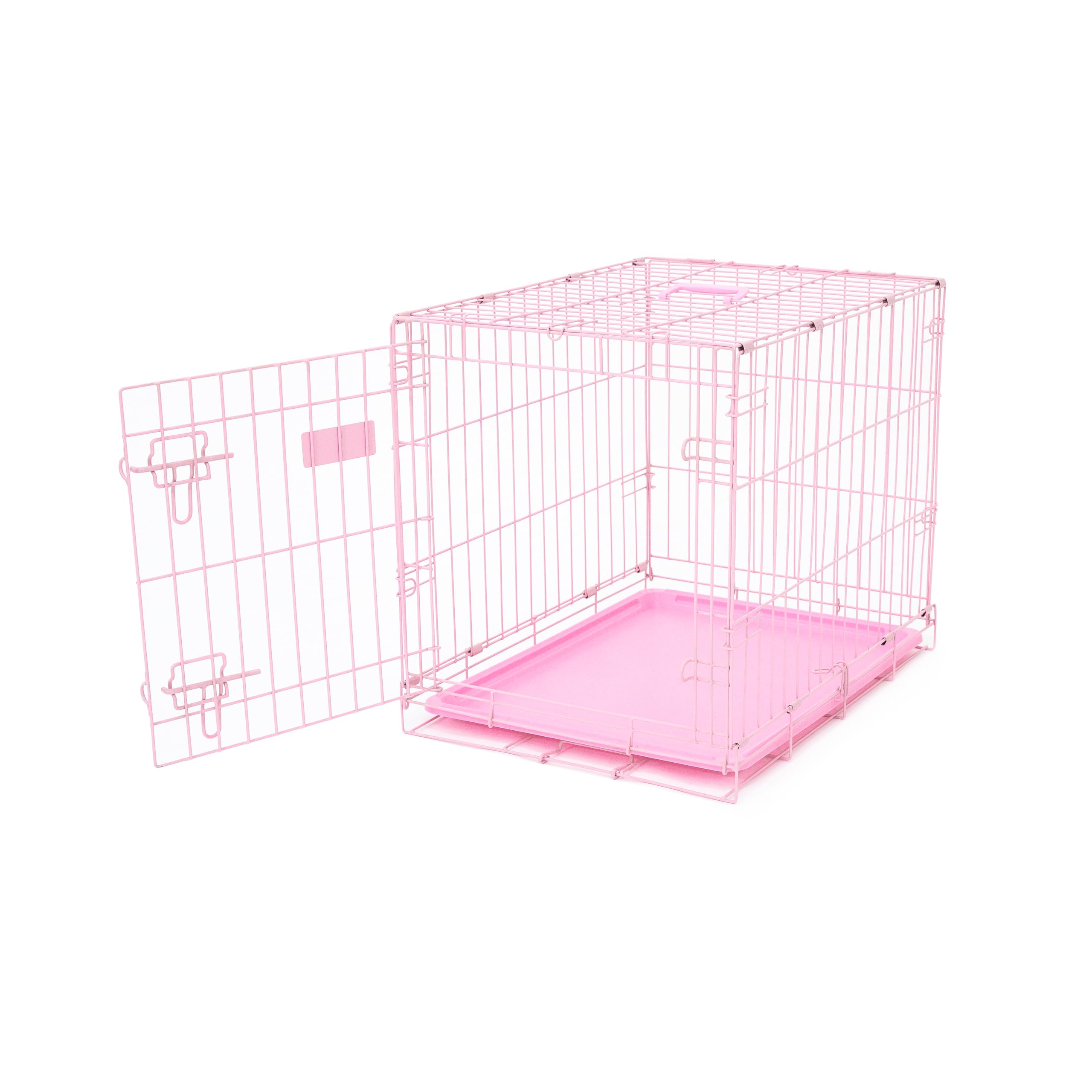 Carlson Pink Secure And Compact Single Door Metal Dog Crate, Small