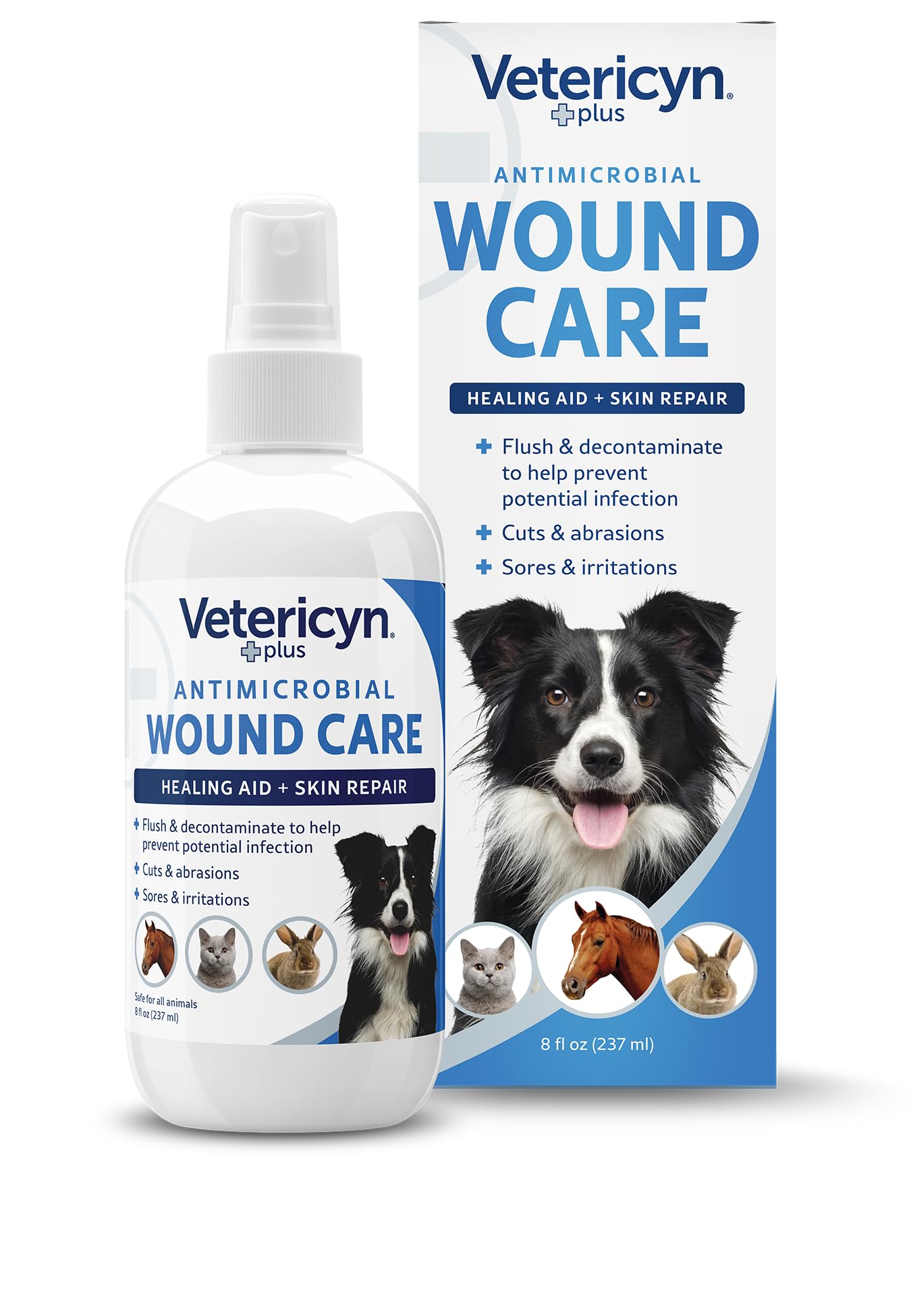 Vetericyn Plus Dog Wound Care Spray | Healing Aid and Skin Repair, Clean Wounds, Relieve Dog Skin Allergies, Safe for All Animal