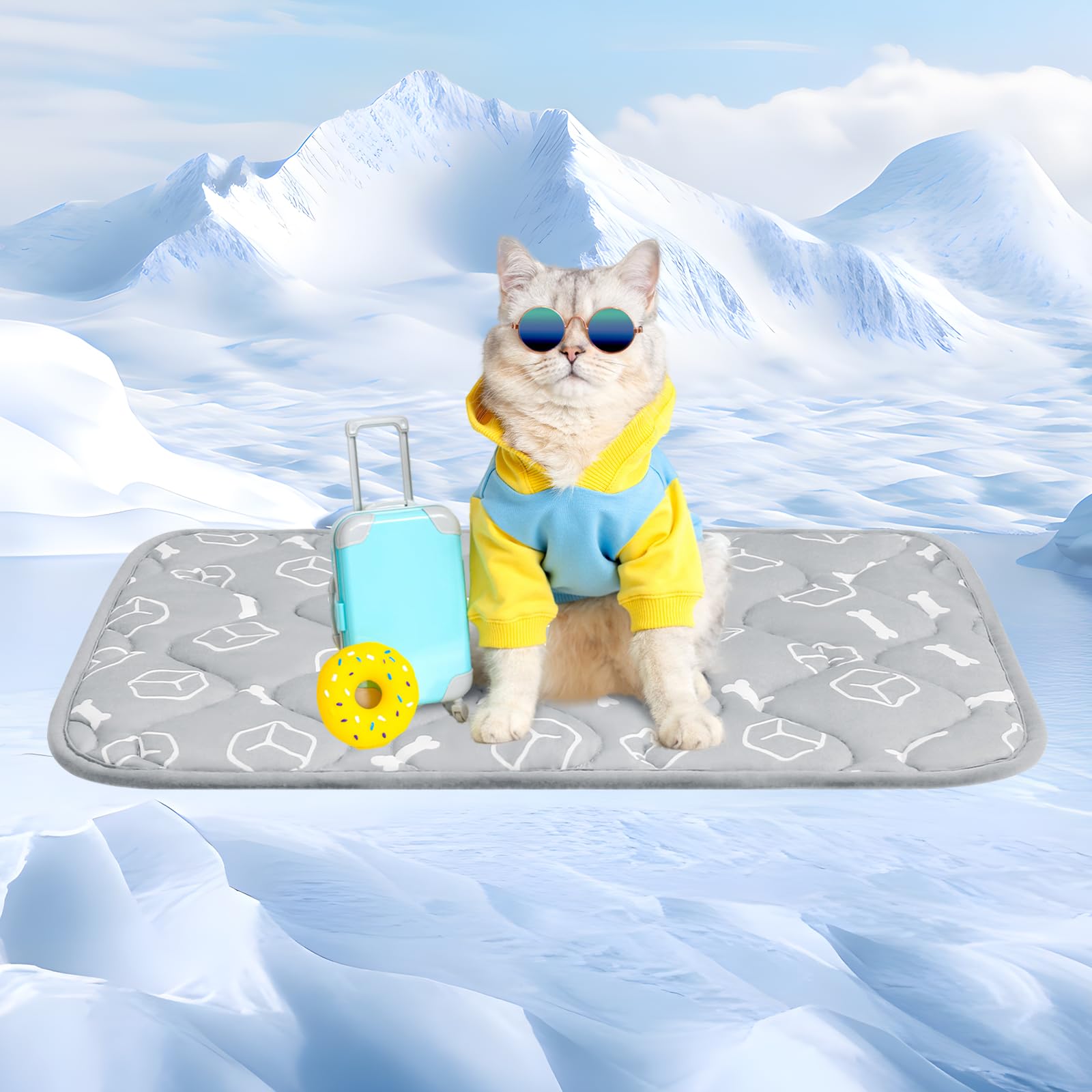 Rywell Dog Cooling Mat 2.0,24 * 18 Thicken Cooling Mat for Dog Small,Cats,Rabbit&Guinea Pig cage Liners,Internal Waterproof& End