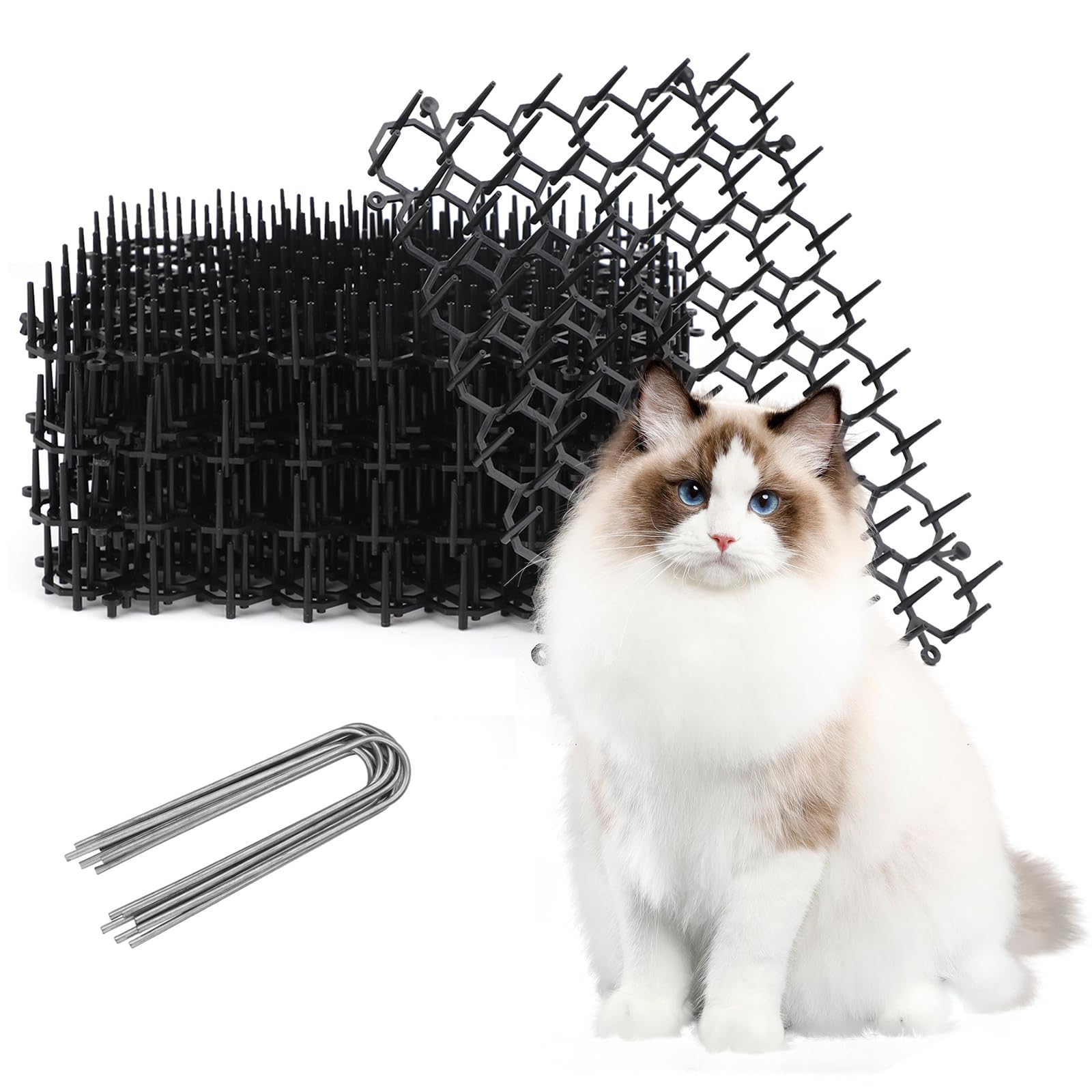 TSLBW 6.2 * 8 Inch 12 Pcs Cat Scat Mat with SpikesCat Repellent Mat with Spikes Pet Deterrent Net Anti Cat Mat Gardening Plastic