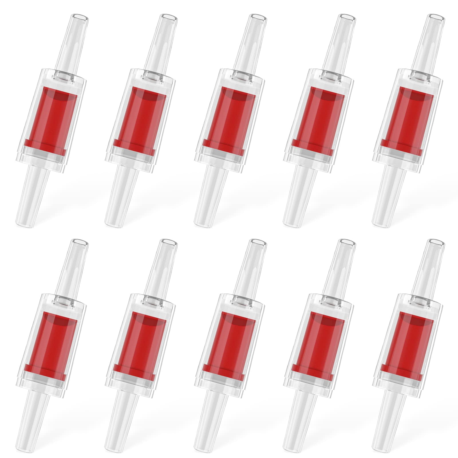 Pawfly 10 Pcs Aquarium Check Valves For Common Air Pumps Red Plastic 1-Way Non-Return Valves Pump Protectors For Standard 3/16 Inch Airline Tubing Fish Tank Accessories For Aeration Setup