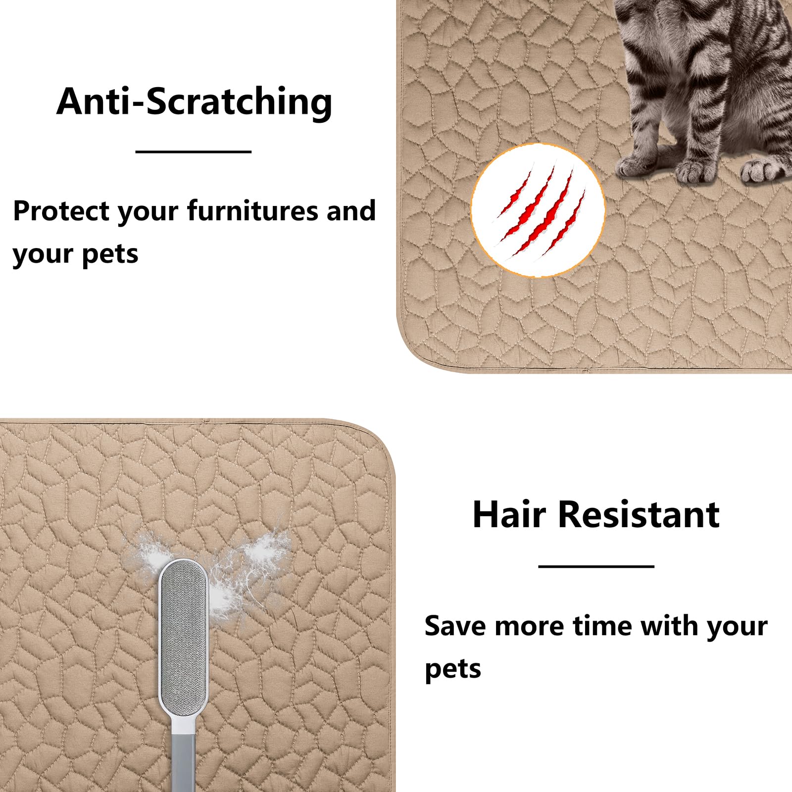 Tuffeel Waterproof Dog Blanket, Washable Anti-Slip Pet Couch Cover 30x70, Beige - Hair Resistant Furniture Protector for Dogs