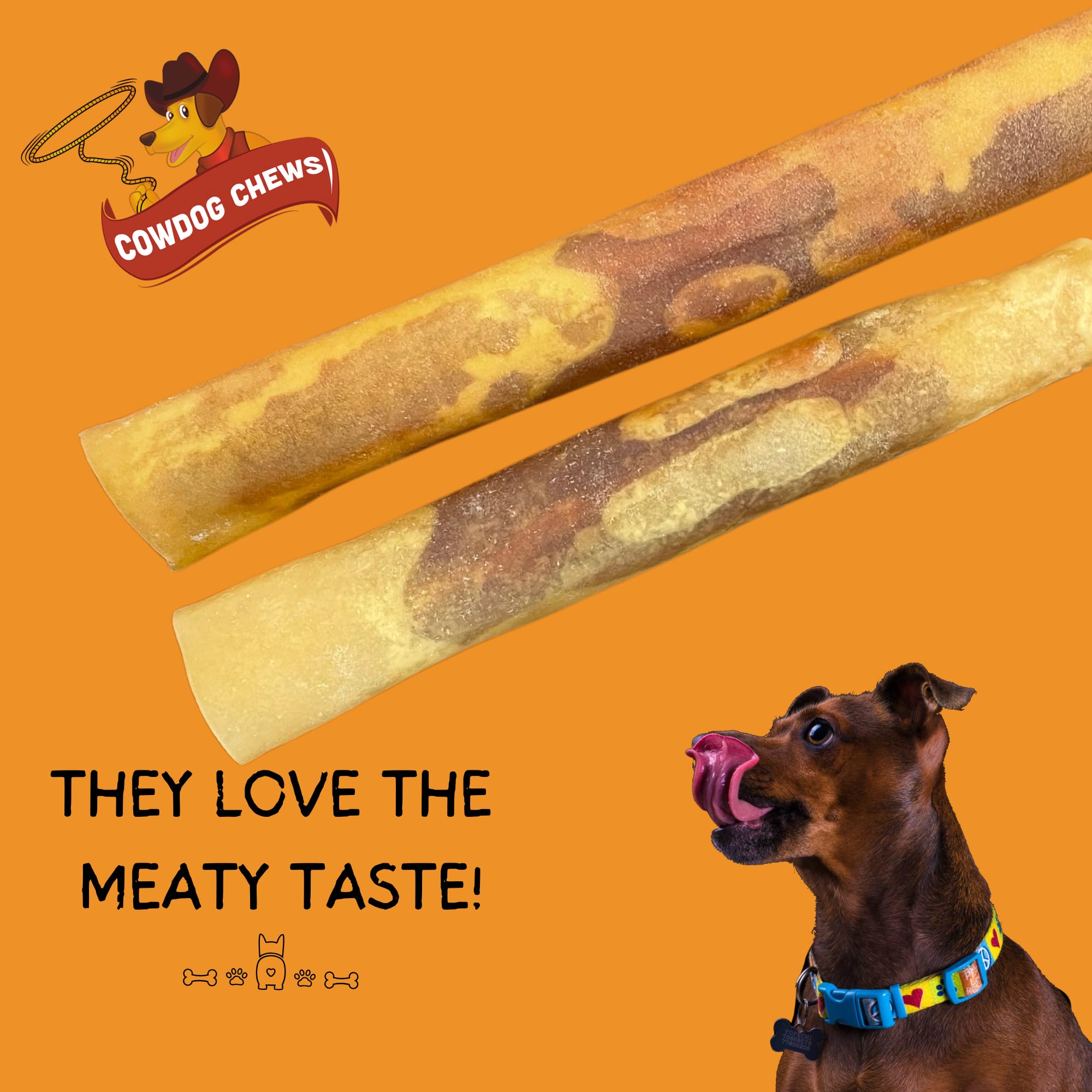 Cowdog Chews Rawhide Gourmet Meaty Rolls 7-8 (20 Count) - Premium Dog Treats with Savory Beef Filling, Long-Lasting Chew for Agg