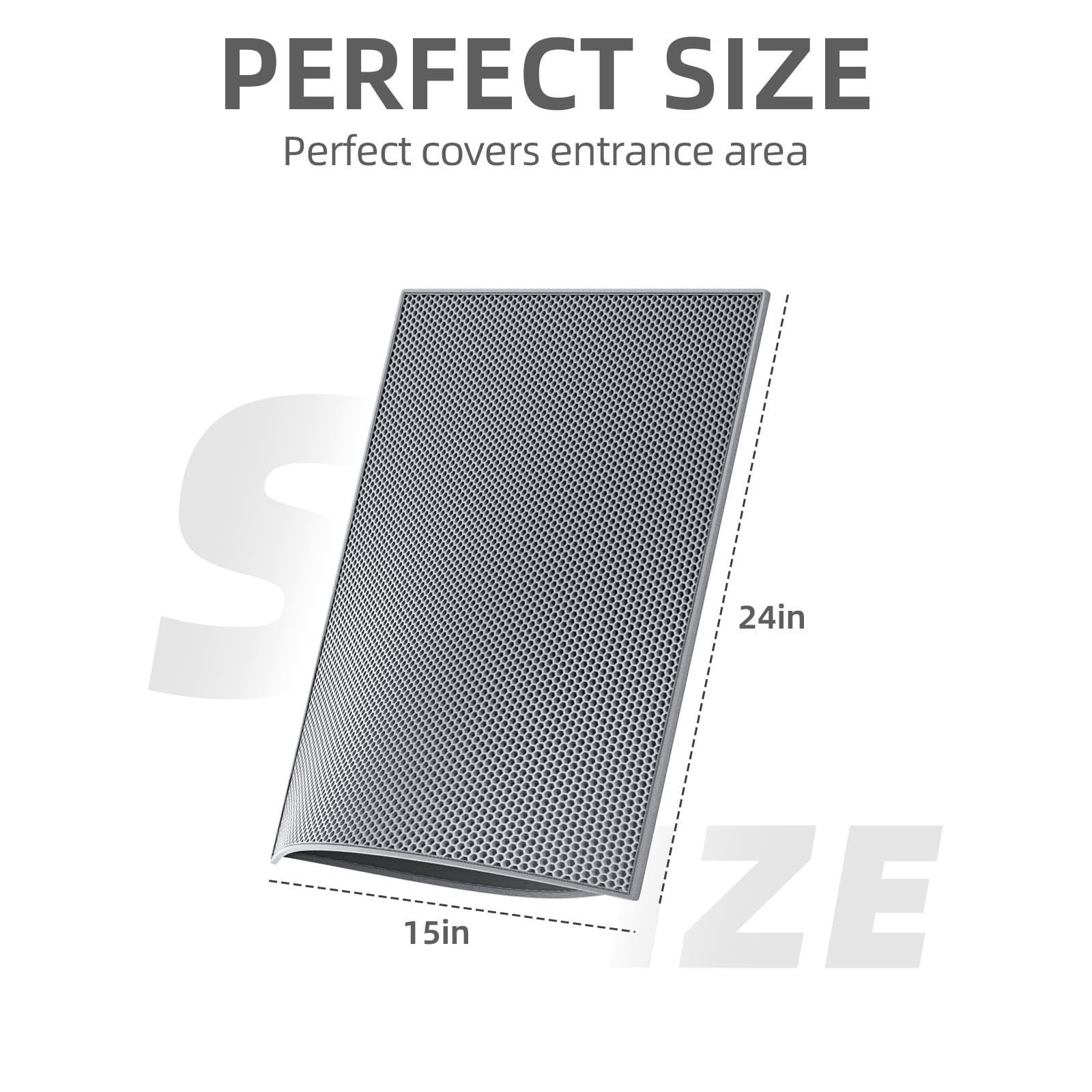 Esthello Cat Litter Mat, Cat Litter Trapping Mat, Honeycomb Double Layer Design, Easy To Clean,Washable (24 X 15 Gray