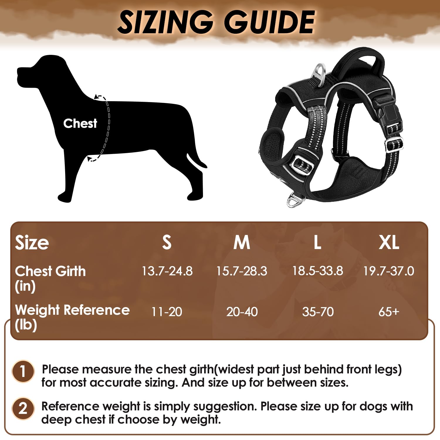 Slowton No Pull Dog Harness, Heavy Duty No Choke Pet Harness With 2 Leash Clips And Easy Control Vertical Handle, Adjustable Soft Padded Dog Vest For Small, Medium And Large Dogs(Black,Large)