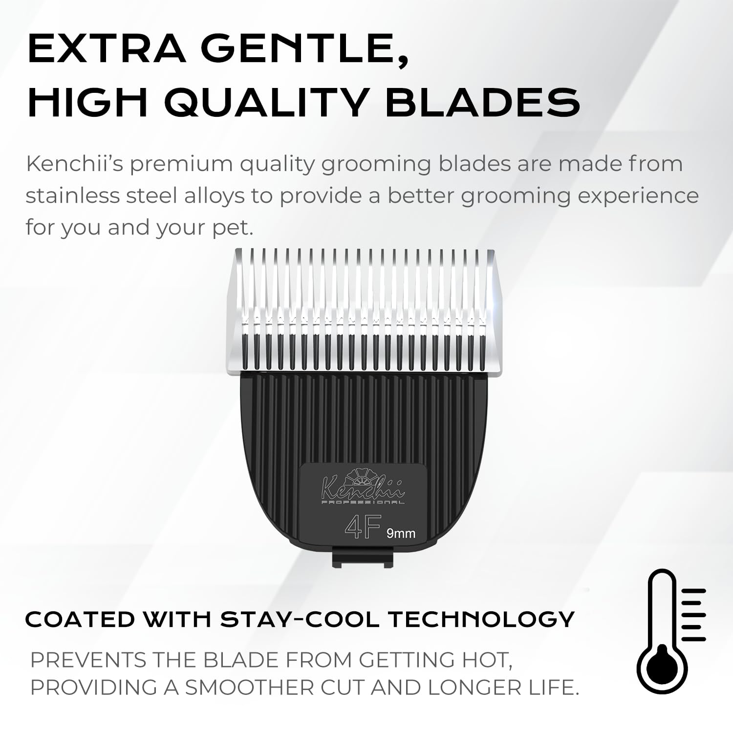 Kenchii Flash Clipper Blade (4F,9Mm) Only Compatible With Flash Clipper, Black & White