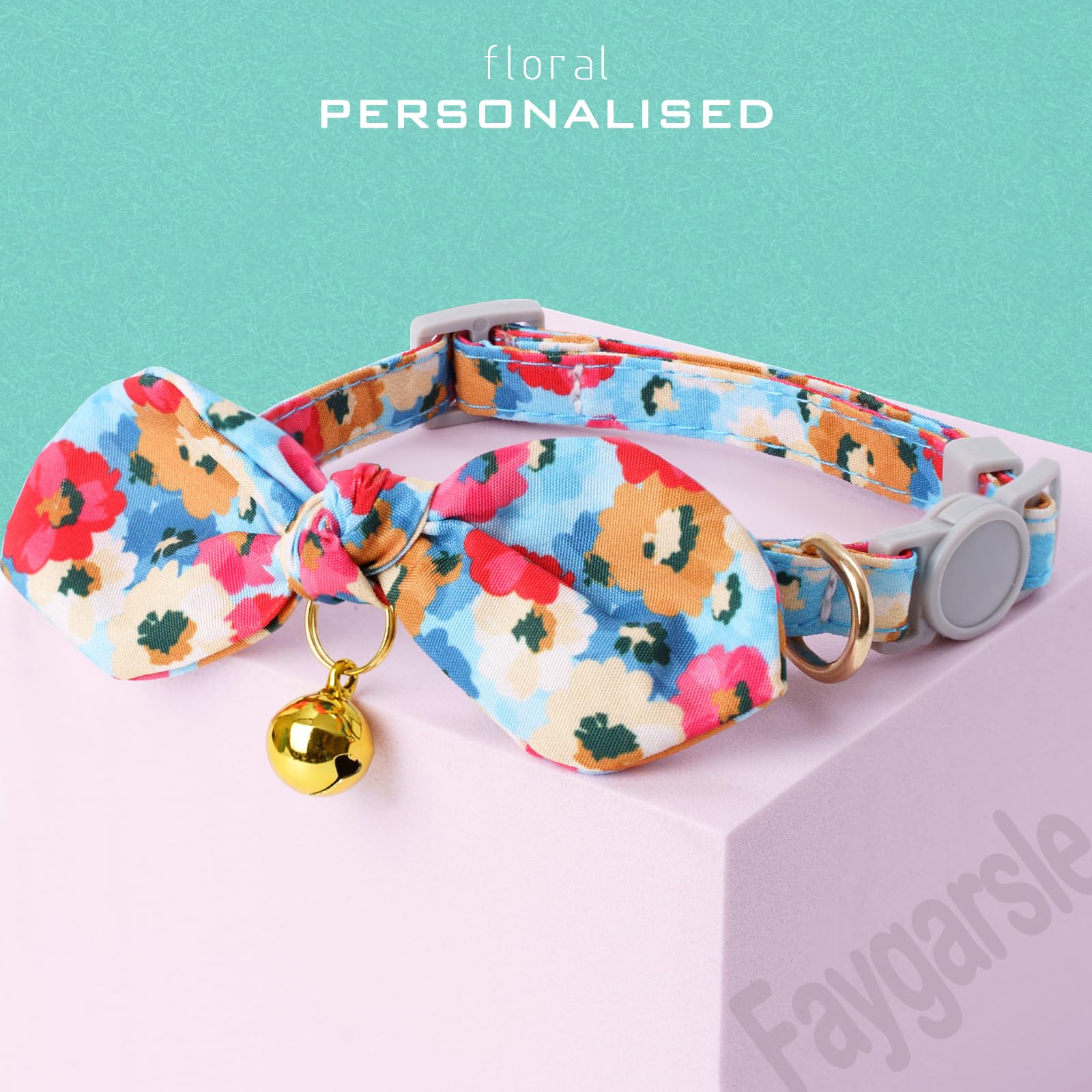 Faygarsle 2 Pack Breakaway Cute Cat Collars With Bow Ties Floral Pattern For Female And Girl Cats