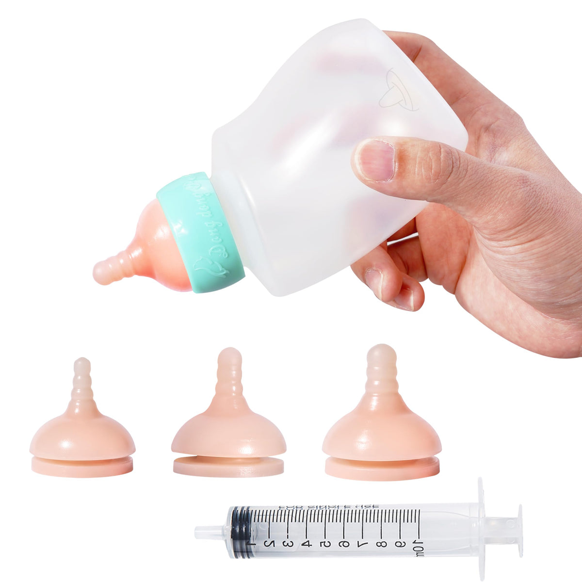Doggiema Pet Feeder Bottle, Silicone Feeding Nipple and Syringes for All Breed of Puppies,Kittens and Other Animals Dongdong pet
