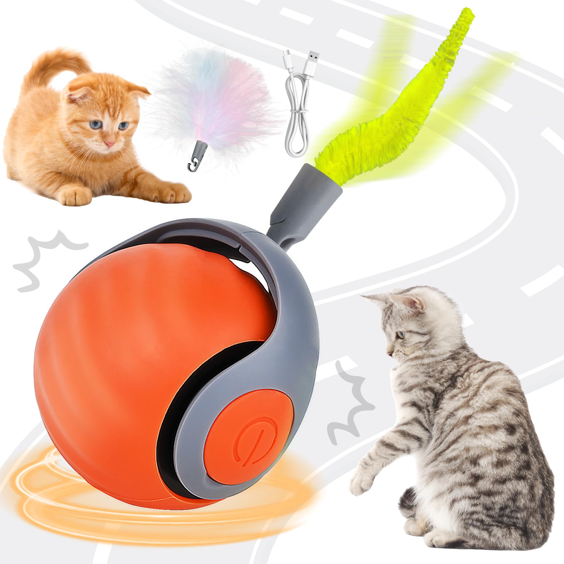 Speedy Tail 2.0 Cat Toy Interactive Ball 2025 New Generation For Indoor Automatic Self Moving Electric Smart Rolling Cat Interac