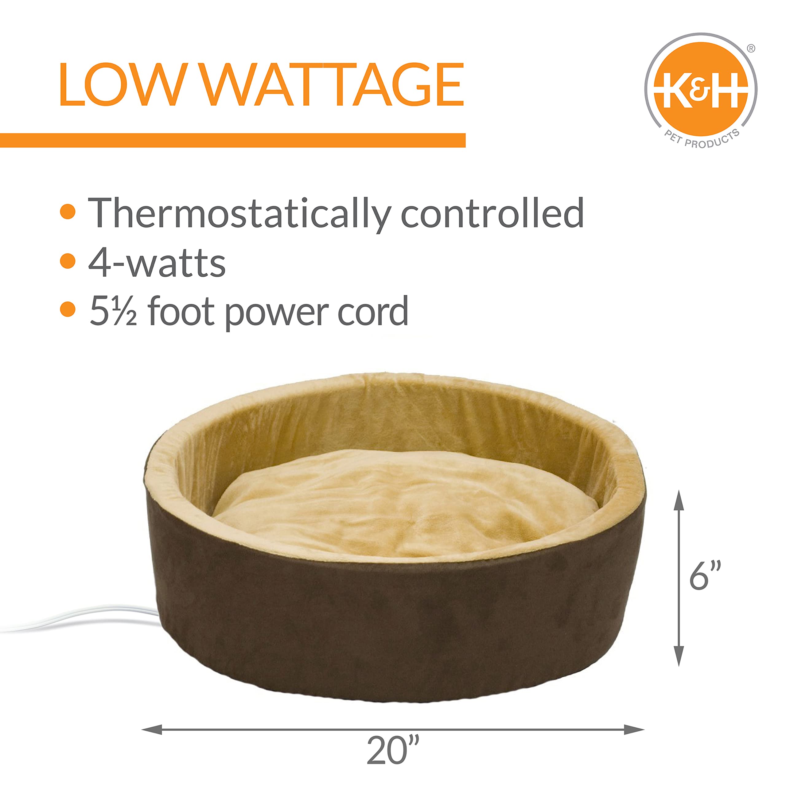 K&H Pet Products Thermo-Kitty Bed Heated Cat Bed For Indoor Cats , Electric Warming Bed For Cats And Small Dogs, Washable Therma