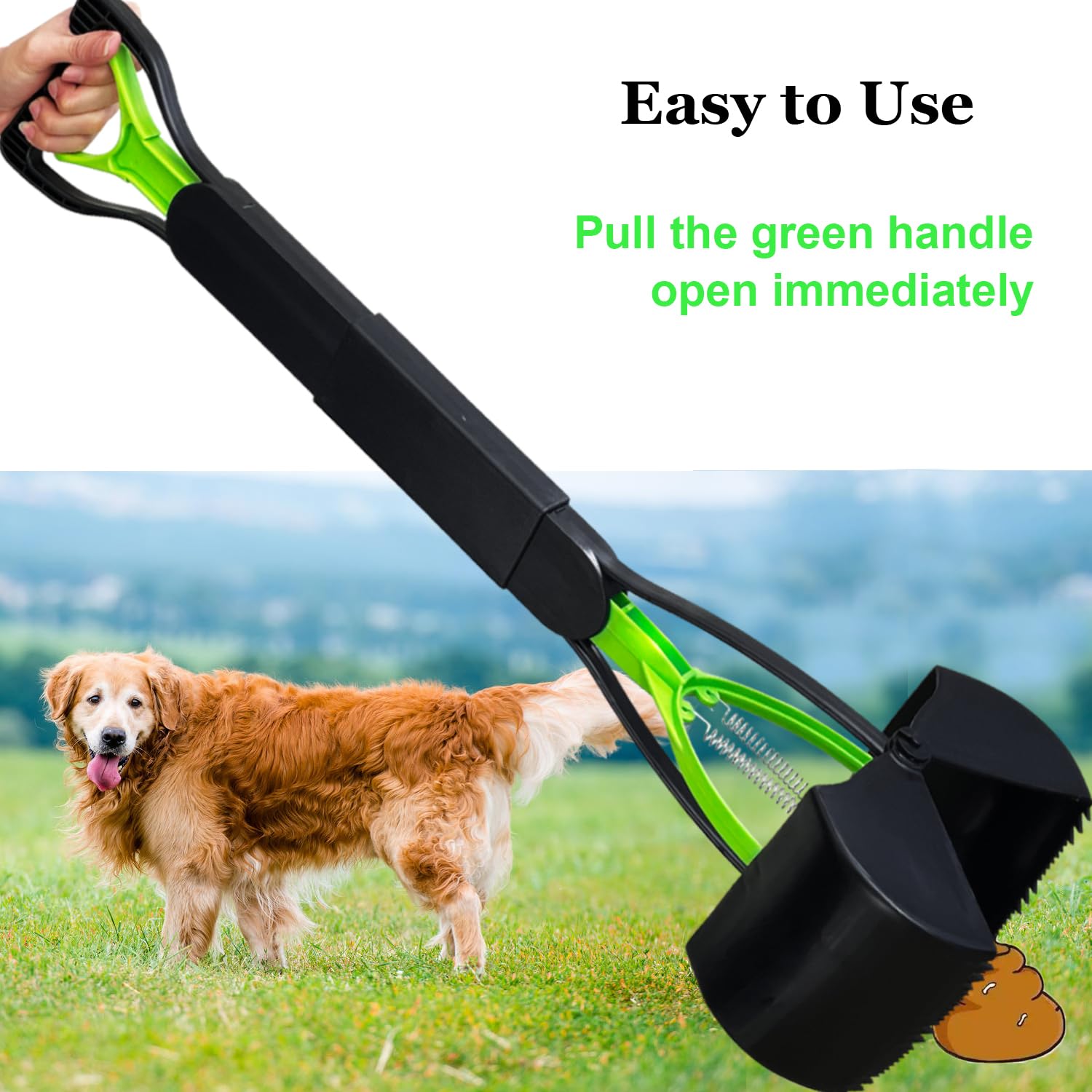 Woilife 32'' Pooper Scooper For Large Small Dogs Heavy Duty, Long Handle Poop Scoop For Yard, Grass, Gravel, Dog Poop Grabber Wi