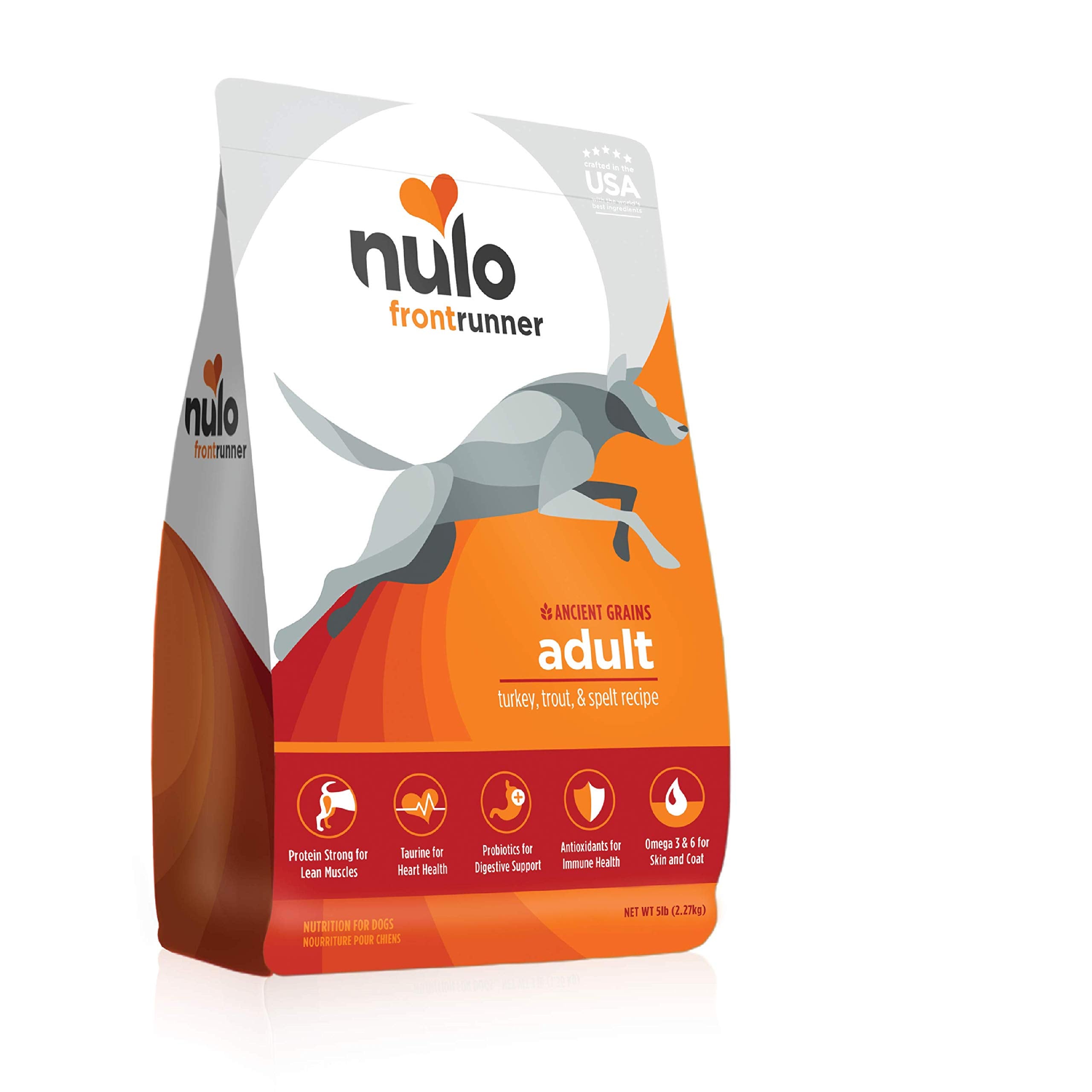 Nulo Frontrunner Ancient Grains High-Protein Dog Food, Turkey, Trout & Spelt Recipe- Natural Dry Dog Food with Probiotics, Grain