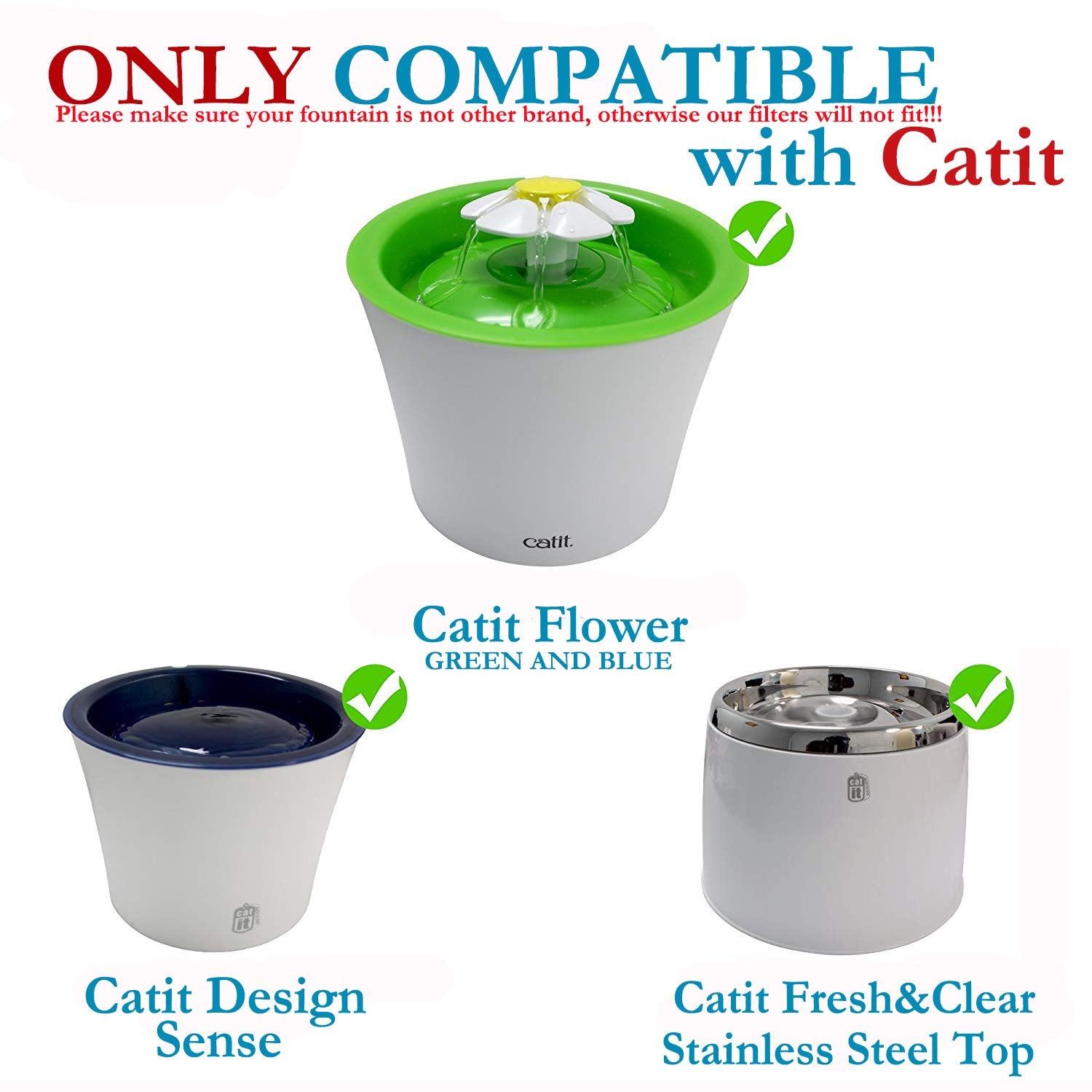 Pack 8 Of Wecation Cat Water Fountain Filter For Catit, Catit Fountain, Flower Fountain, Senses 2.0 Fountain