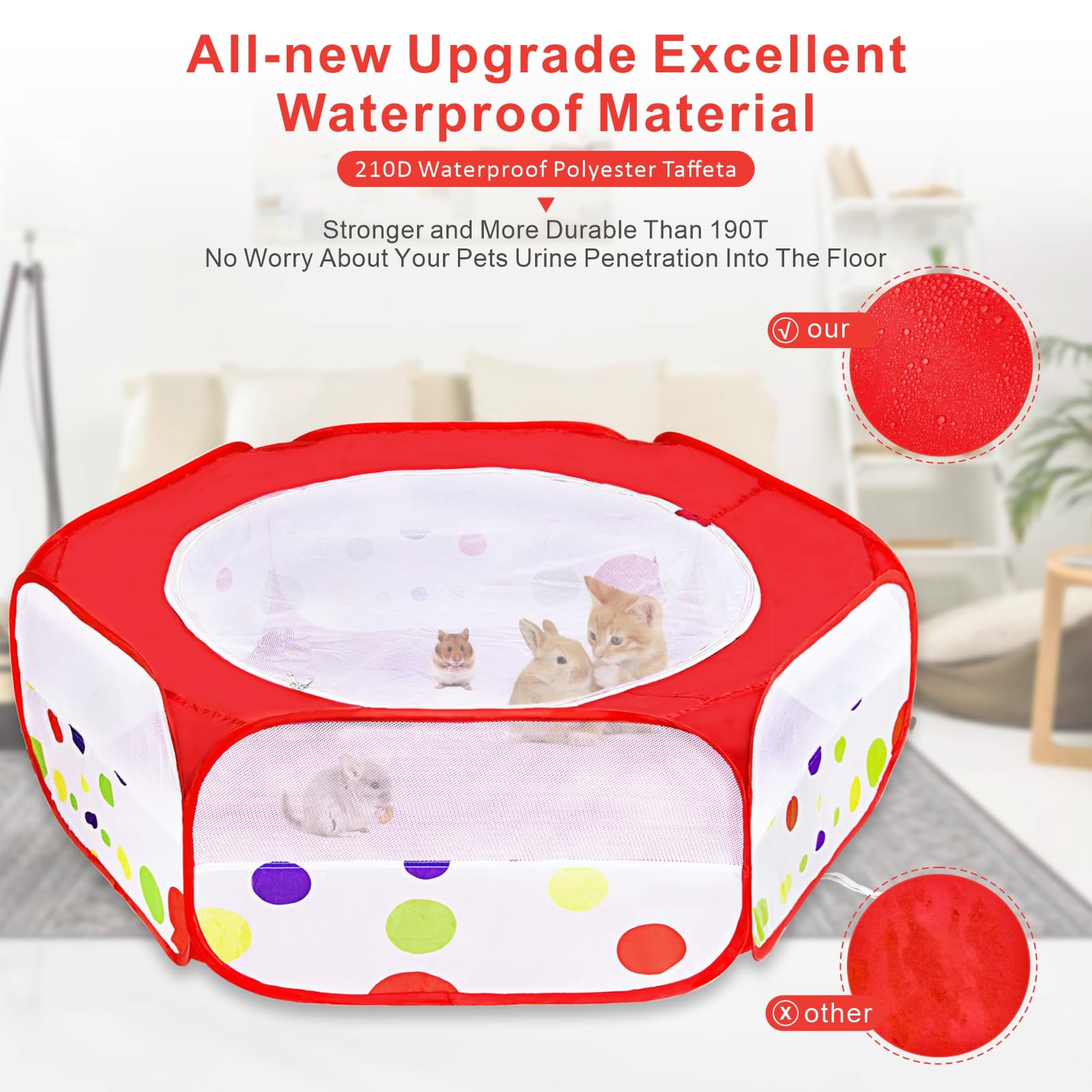 Xirgs Small Animal Playpen, Pet Playpen For Cat/Rabbit/Hamster/Guinea Pig/Bunny/Ferret/Kitten Toys Chick Brooder Box Cage Tent P