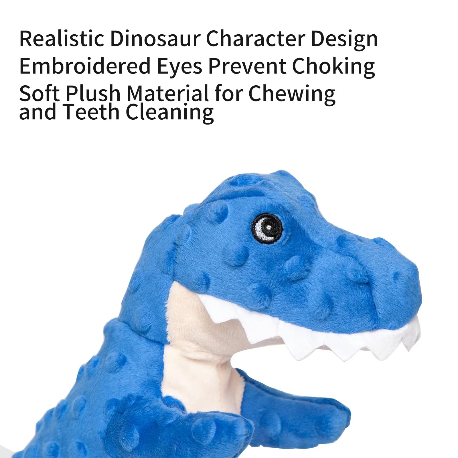 Dododola Stuffed Dog Toys Durable Plush Dog Toy With Crinkle Paper Cute Dinosaur Squeaky Dog Toys Dog Chew Toys For Medium Large Breed